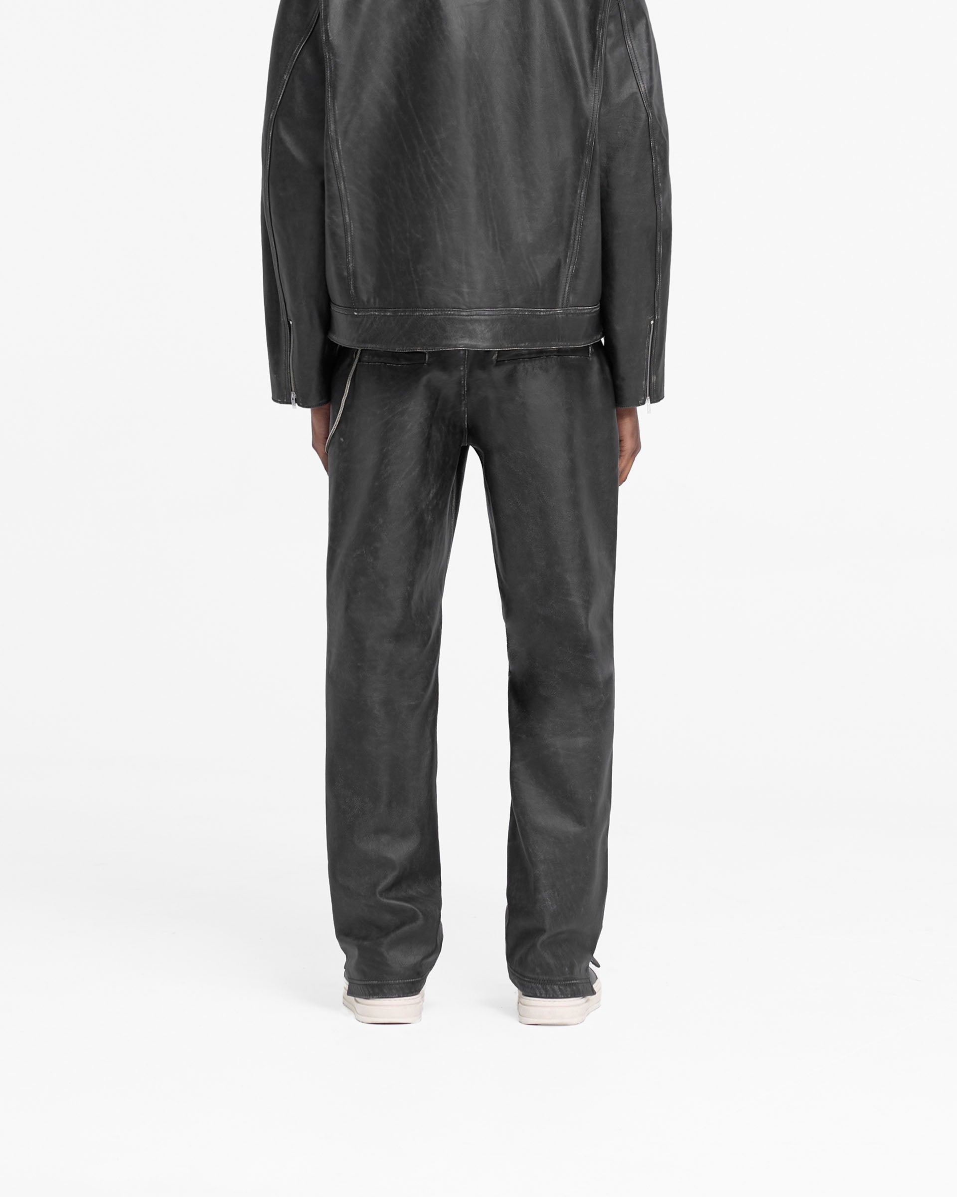 Distressed Leather Pant - Schwarz