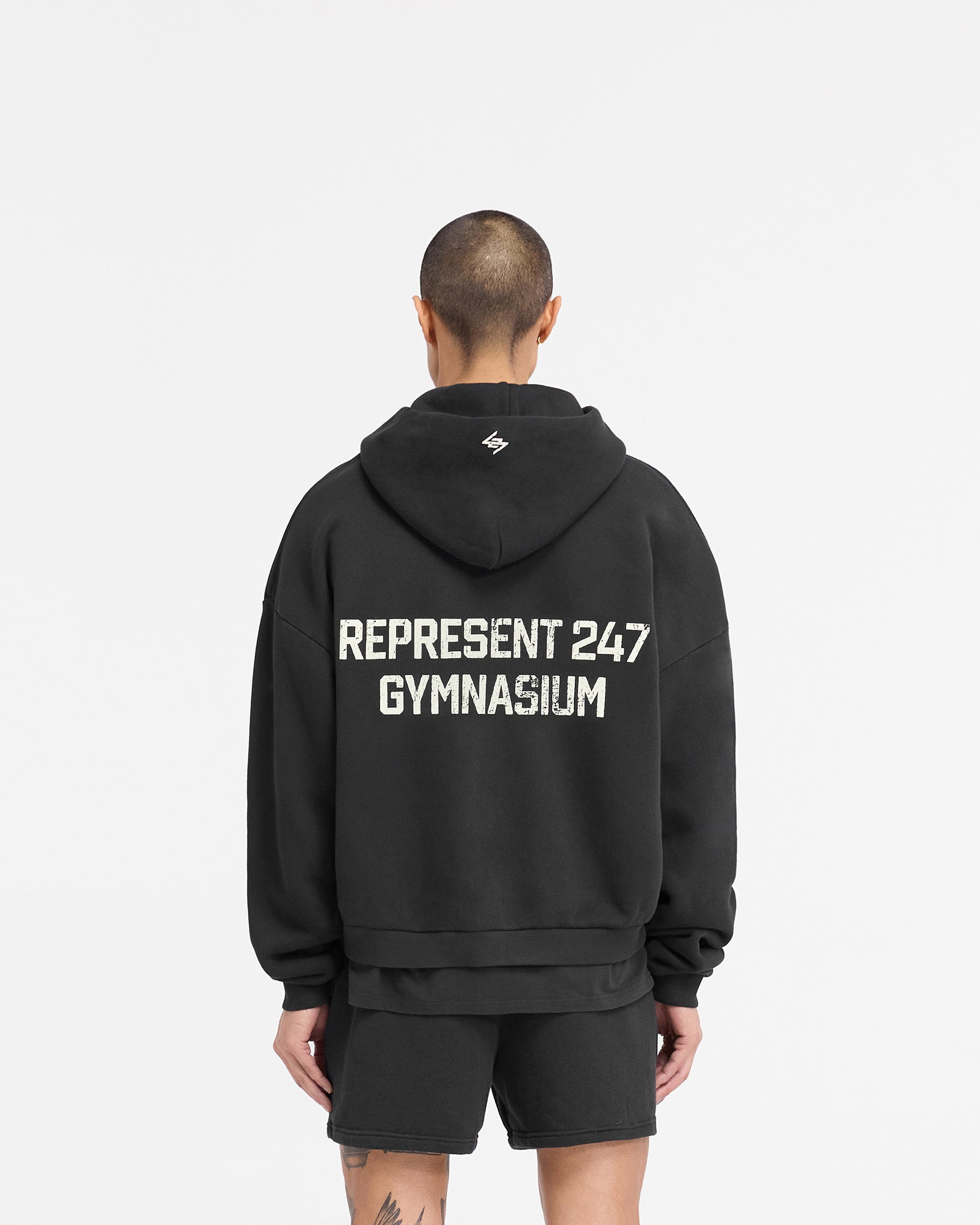 Sweat à capuche zippé 247 Gymnasium Boxy - Noir cassé