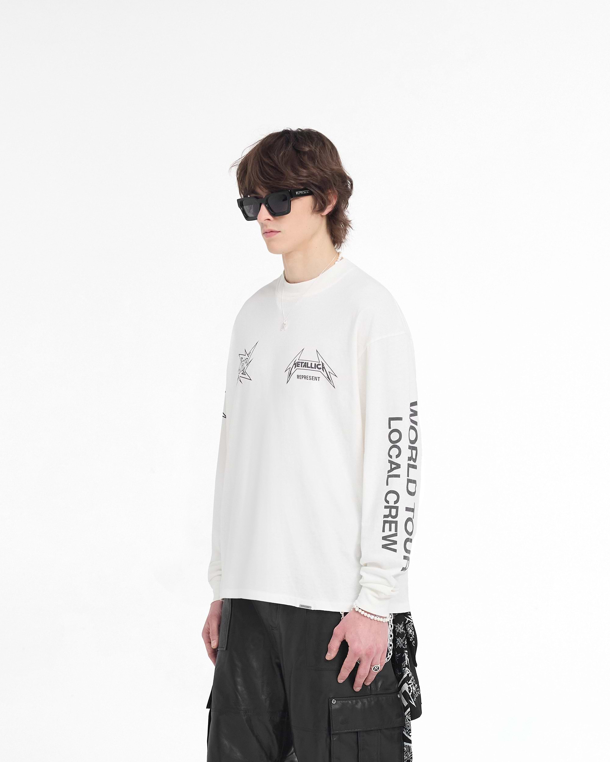 Represent X Metallica™️ Local Crew Long Sleeve T-Shirt - Flat White