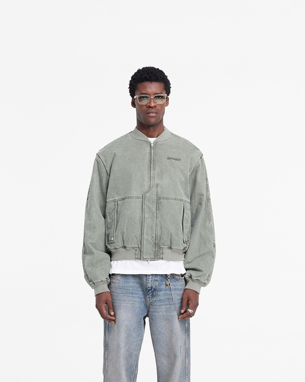 Inset Sleeve Bomber - Khaki