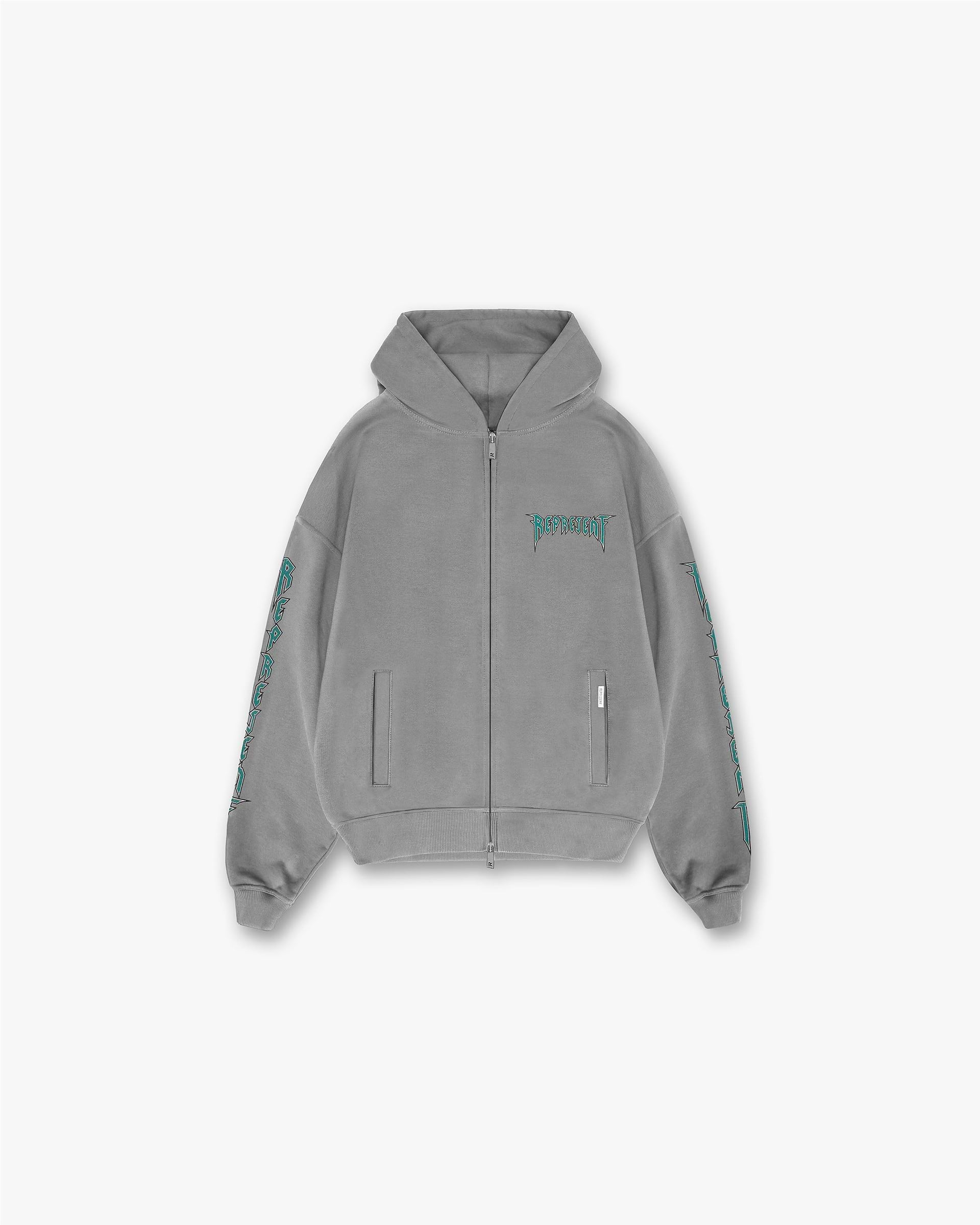 Rock Logo Zip Up Hoodie - Ultimatives Grau