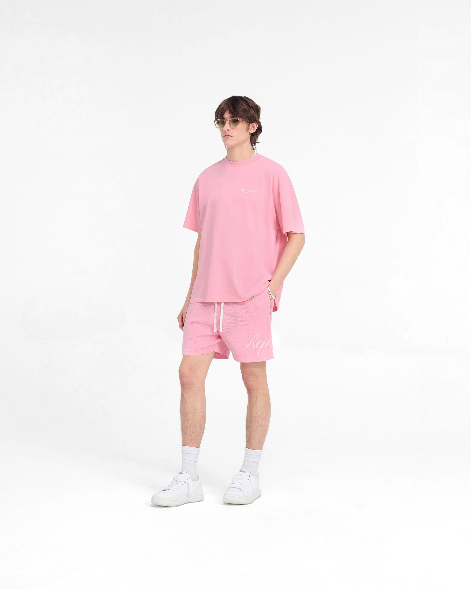 Represent Owners Club Script Mesh Shorts - Rosa