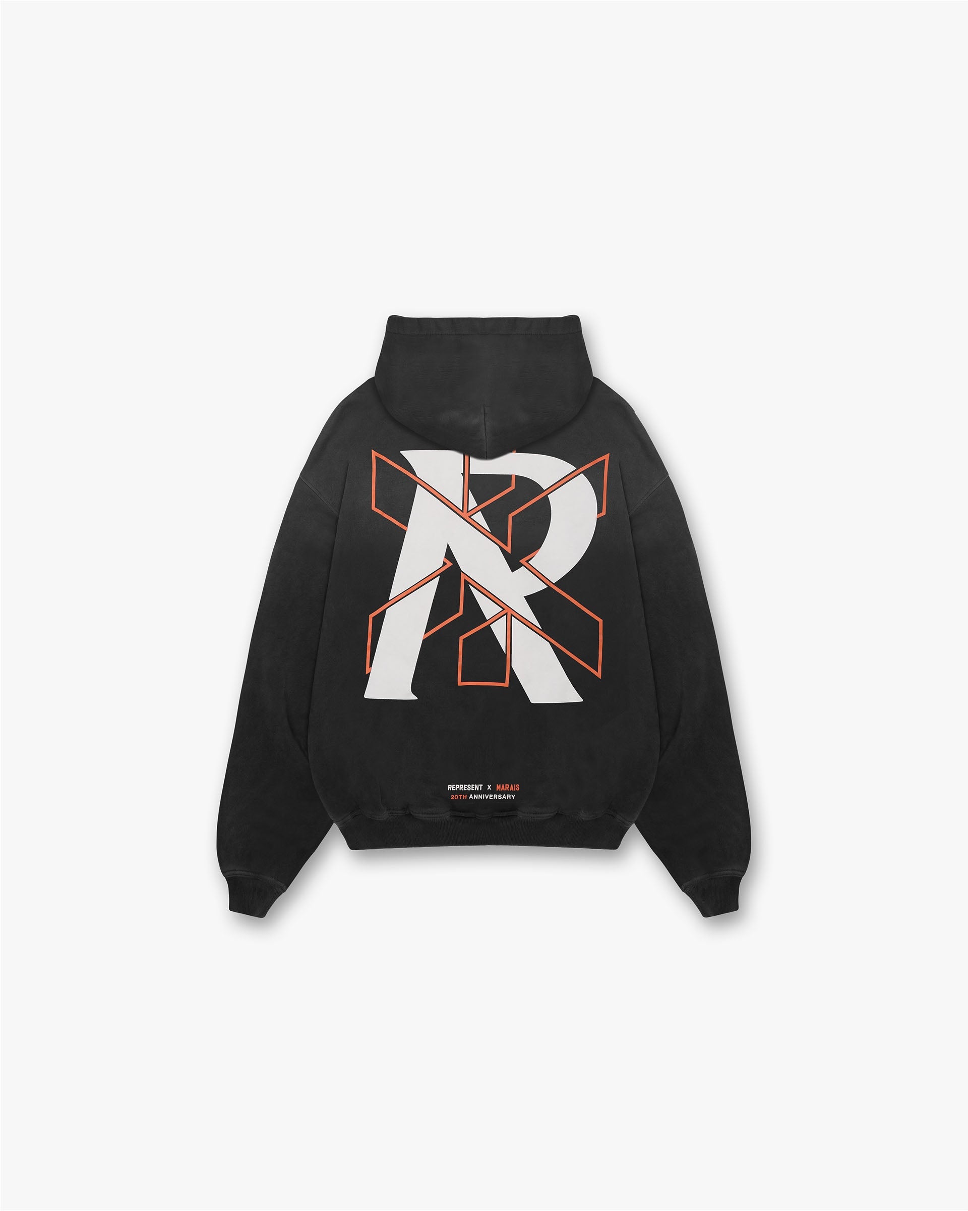 Represent X Marais Logo Lock Up Hoodie - Gealtert Schwarz