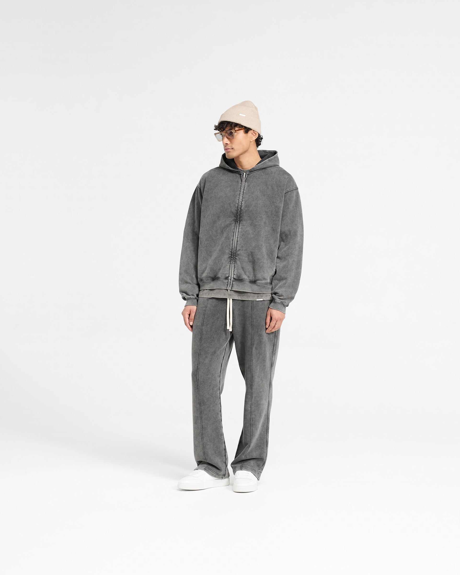 Initial Zip Hoodie - Vintage Grey