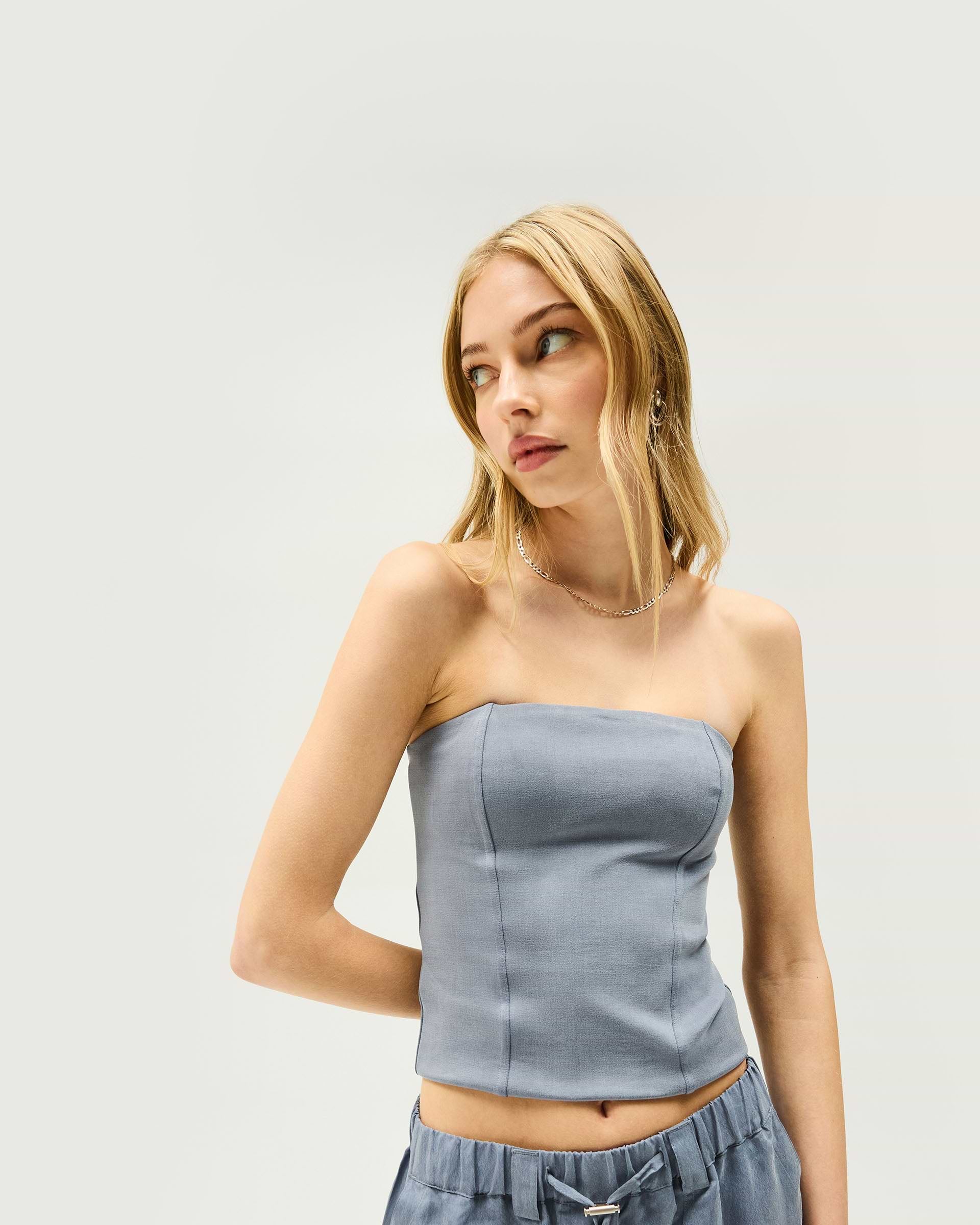 Elevate Strapless Top - Stahlblau