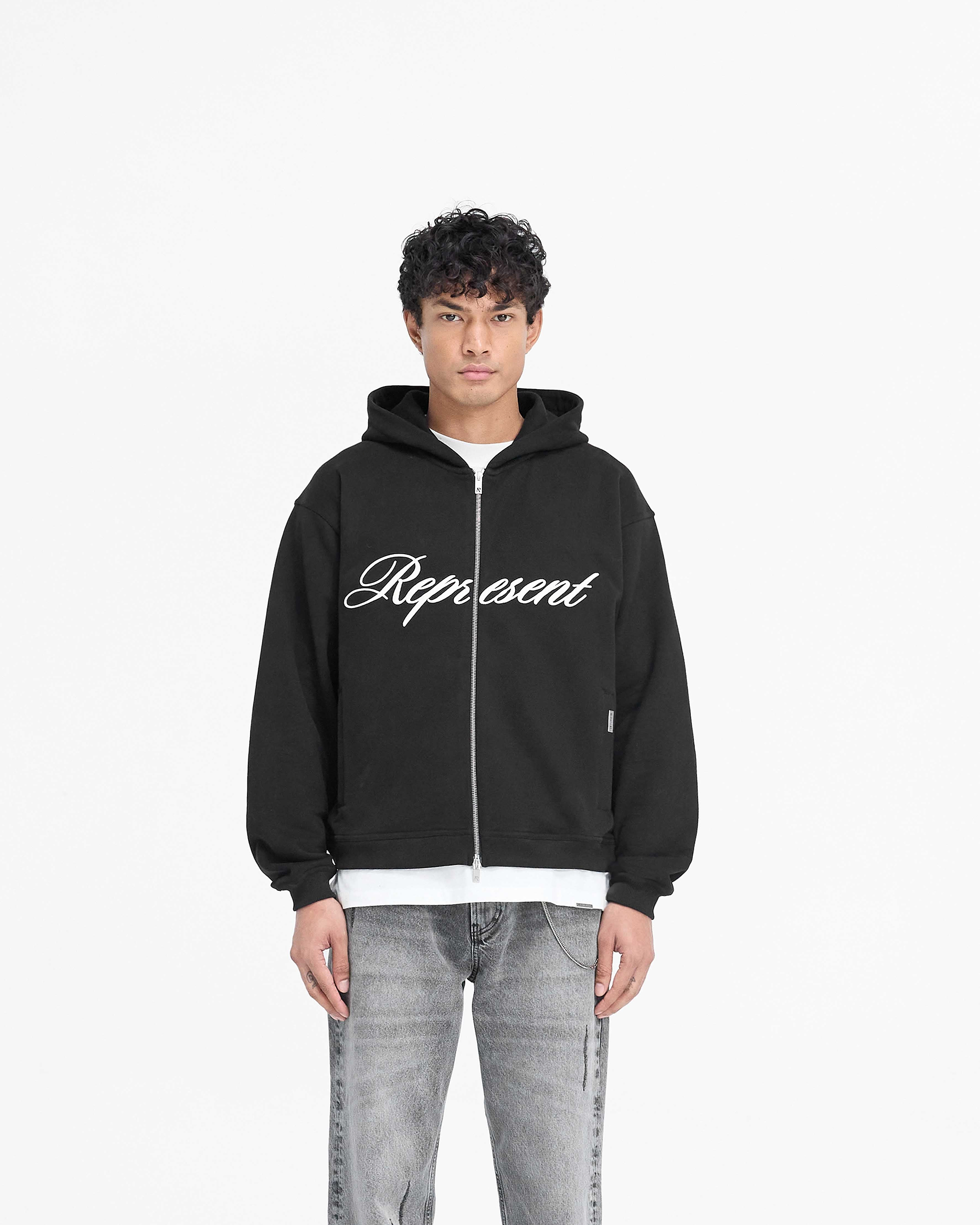 Script Logo Zip Hoodie - Schwarz