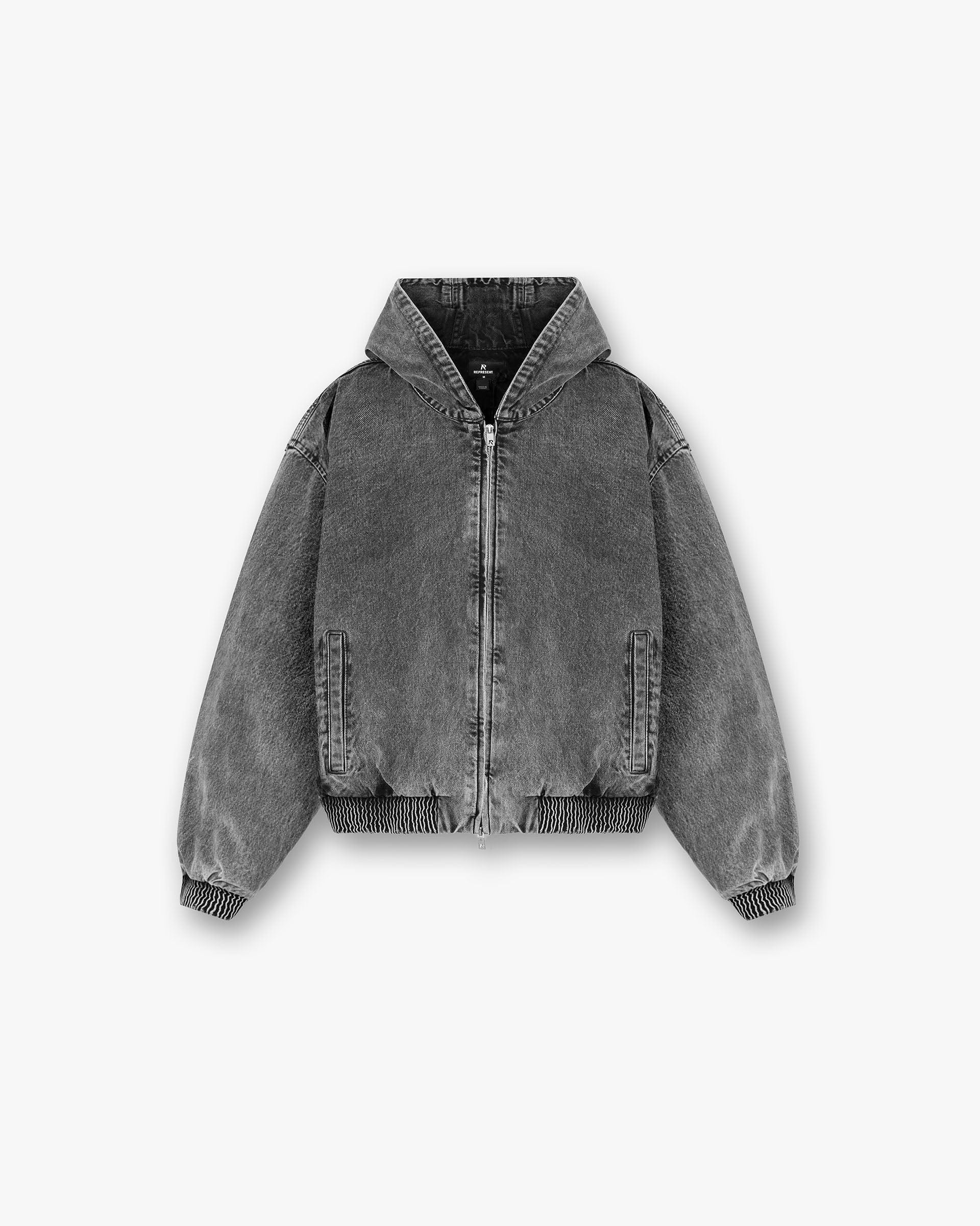 R5 Hooded Denim Bomber - Gris Charbon