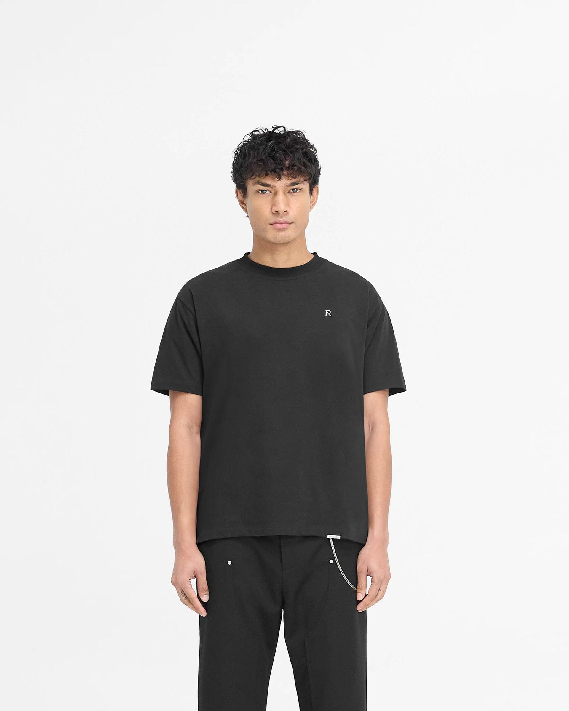 Metal Initial R T-Shirt - Jet Black