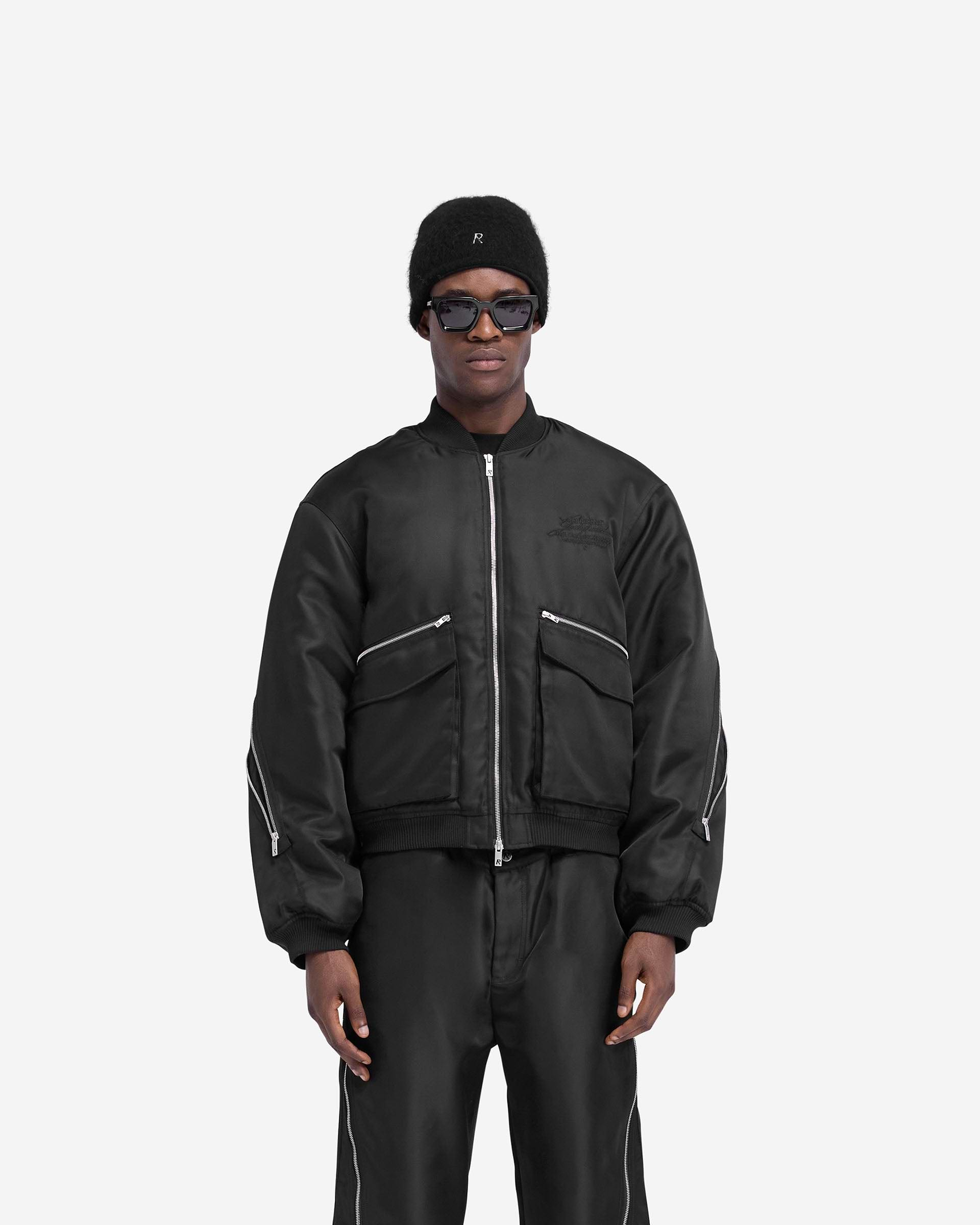 Zip Back Bomber Jacket - Noir Jet