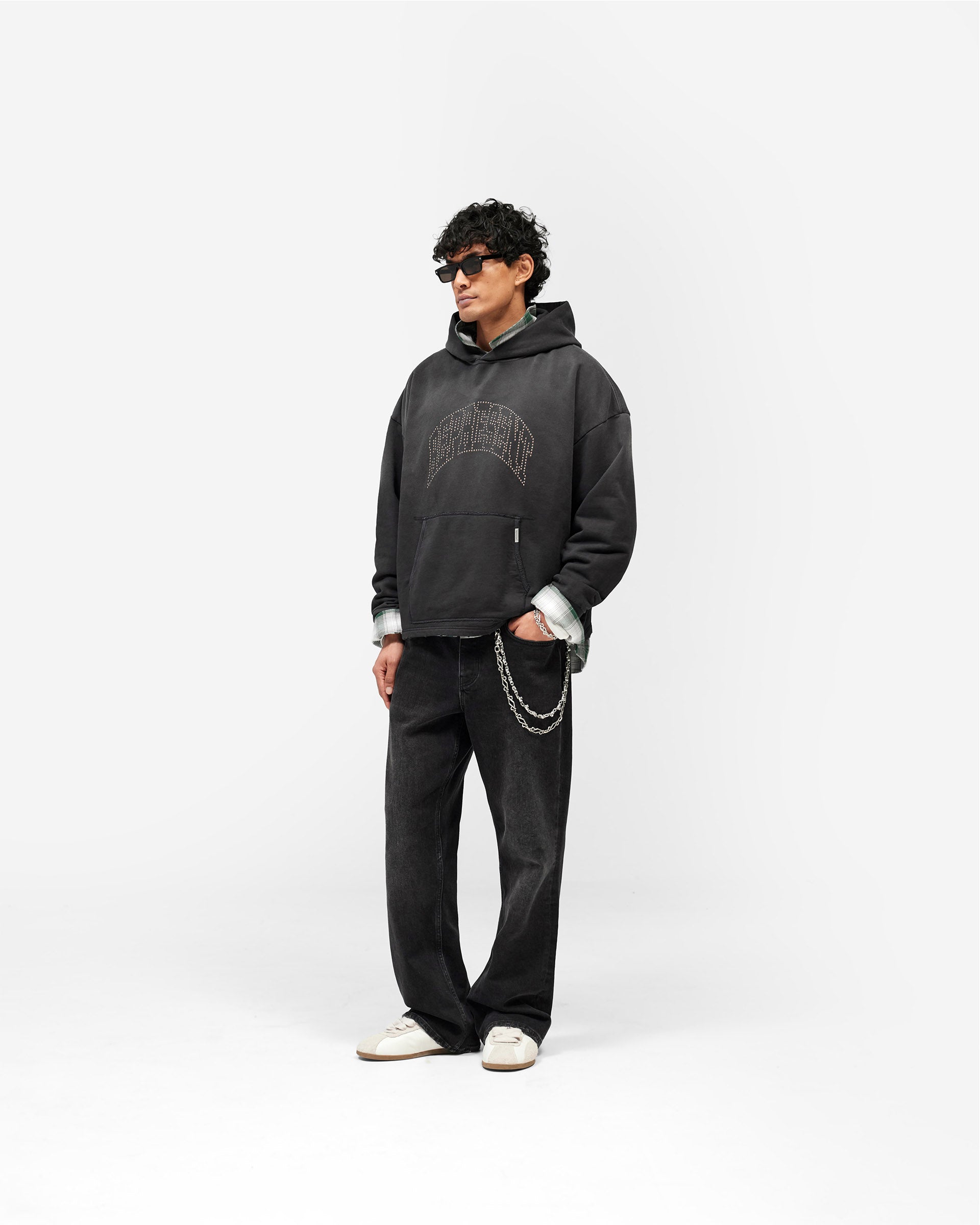 Represent Embellished Hoodie - Stained Black