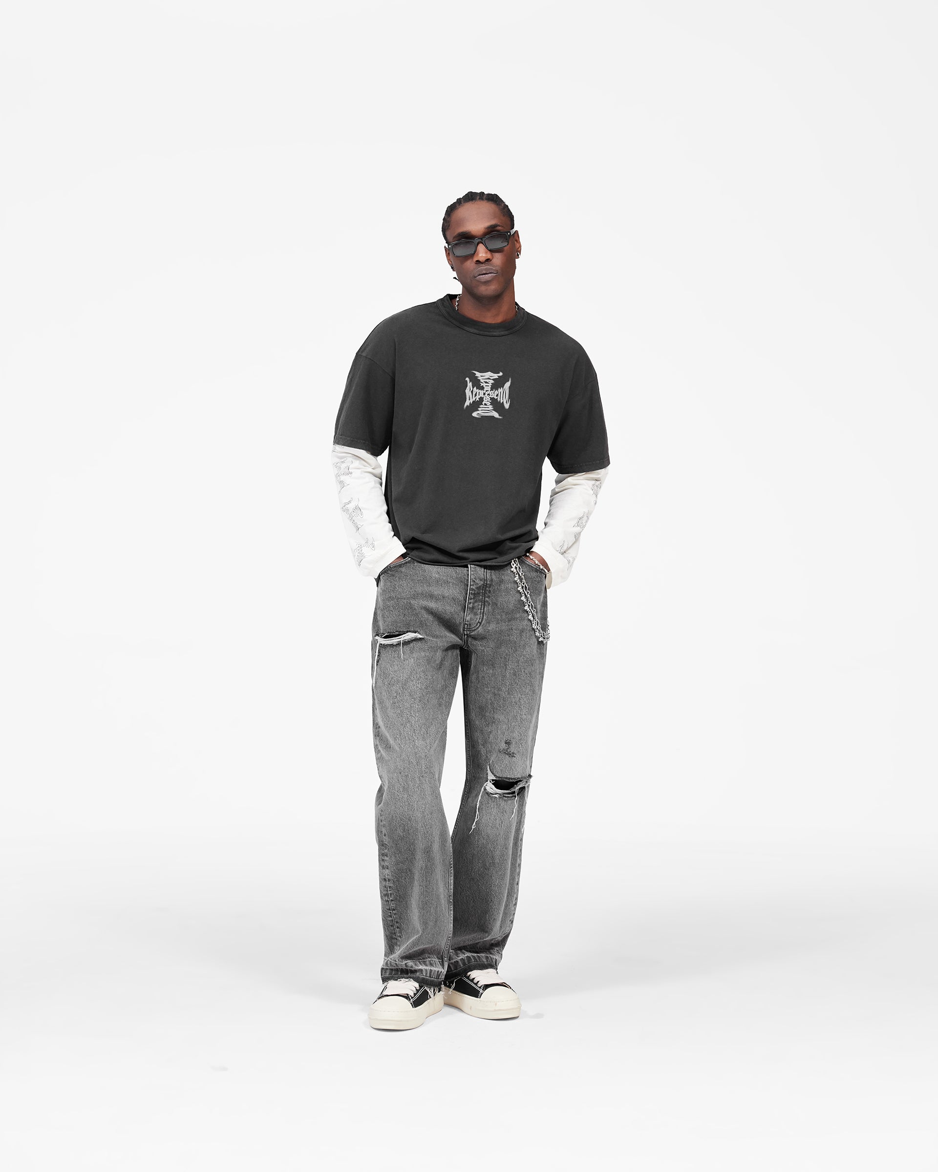 MH Stack Long Sleeve T-Shirt - Faded Black