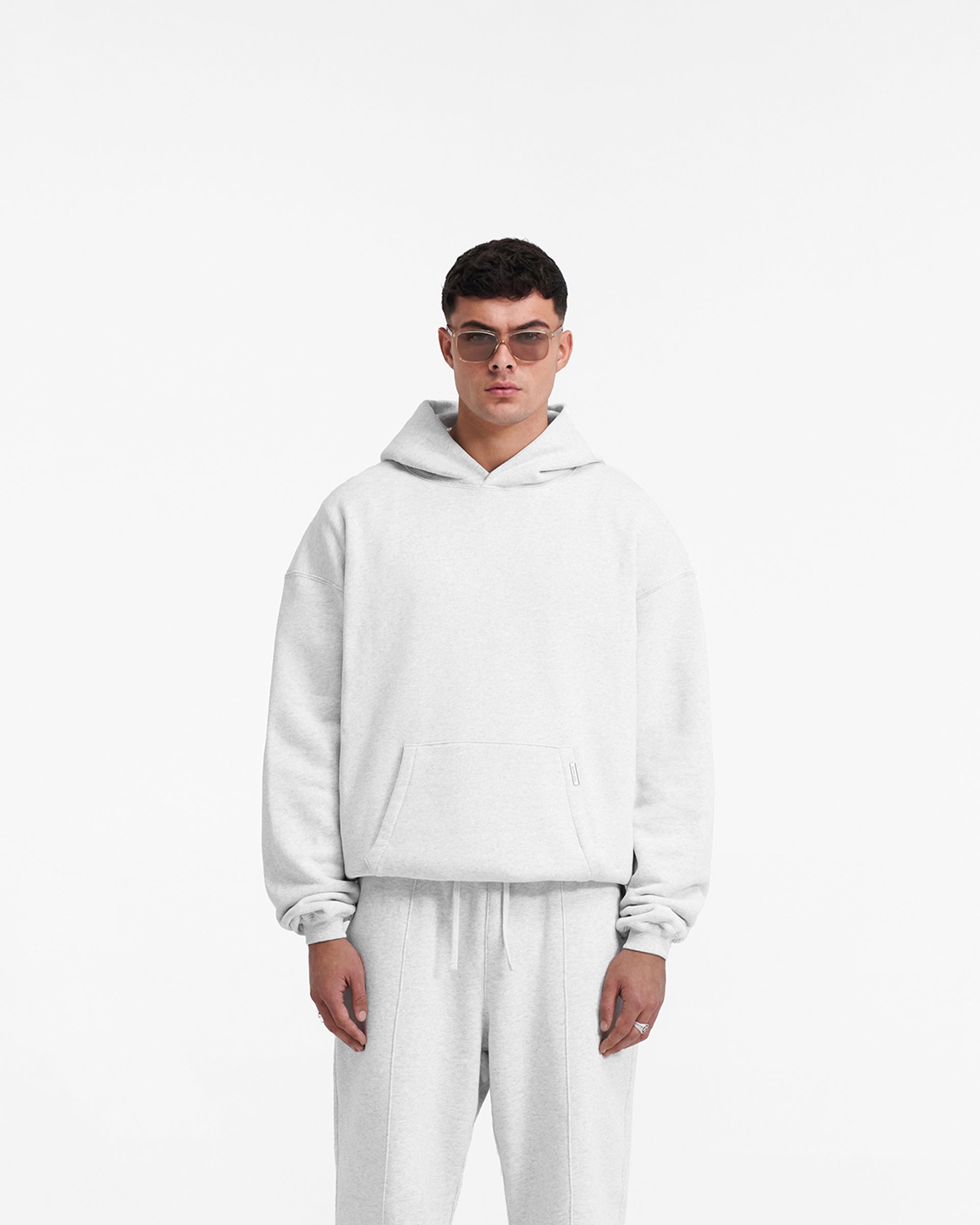 Heavyweight Initial Hoodie - Ice Grey Marl