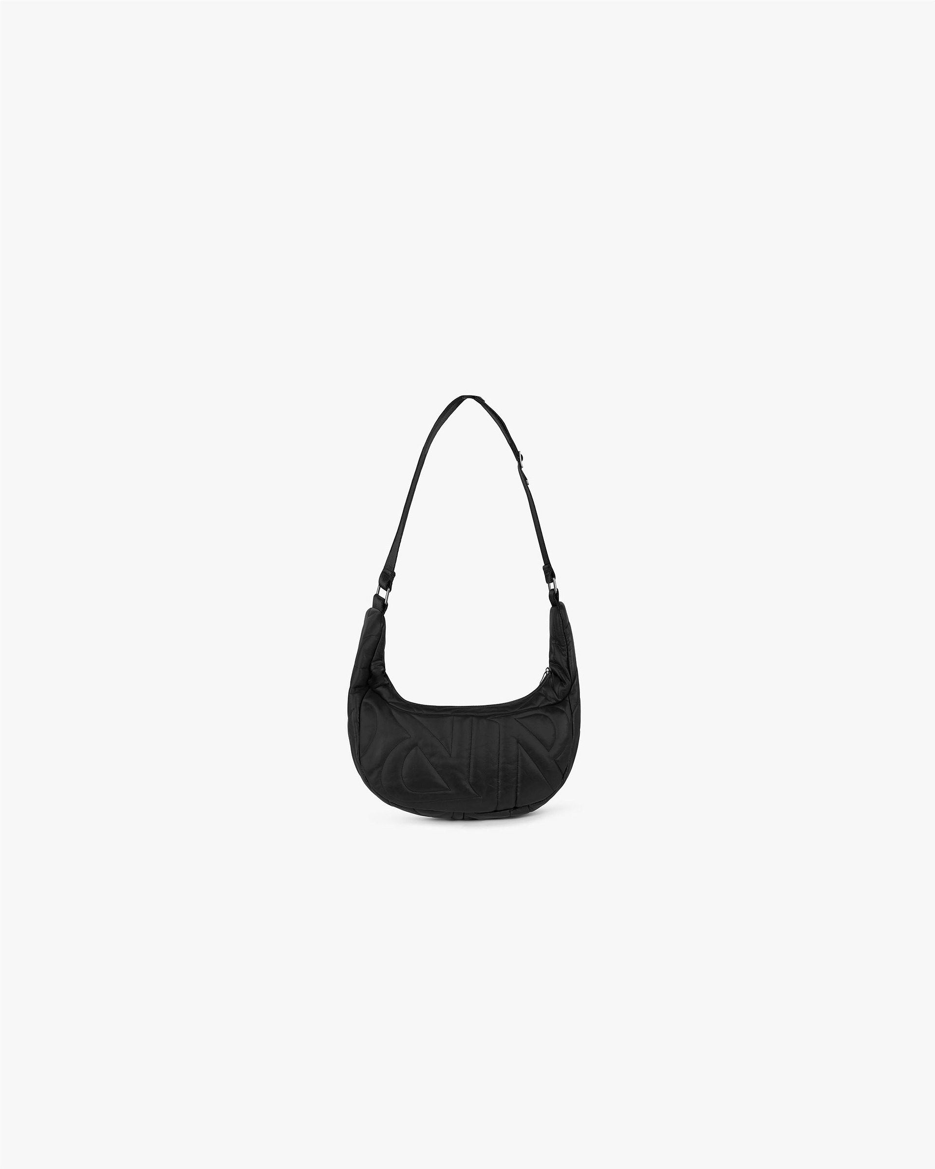 Sac à bandoulière en cuir matelassé Initial - Noir