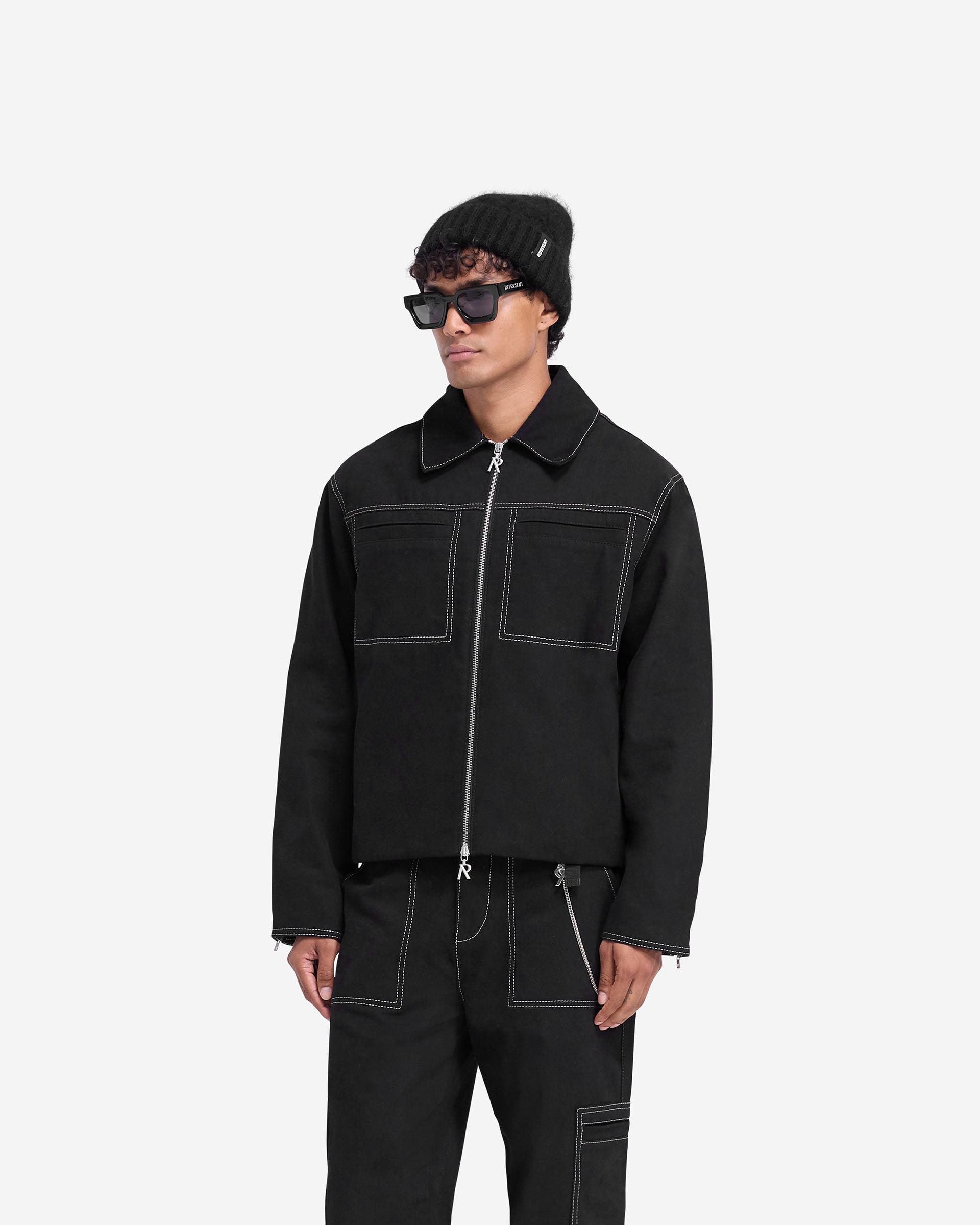 Contrast Stitch Smart Jacket - Tiefschwarz