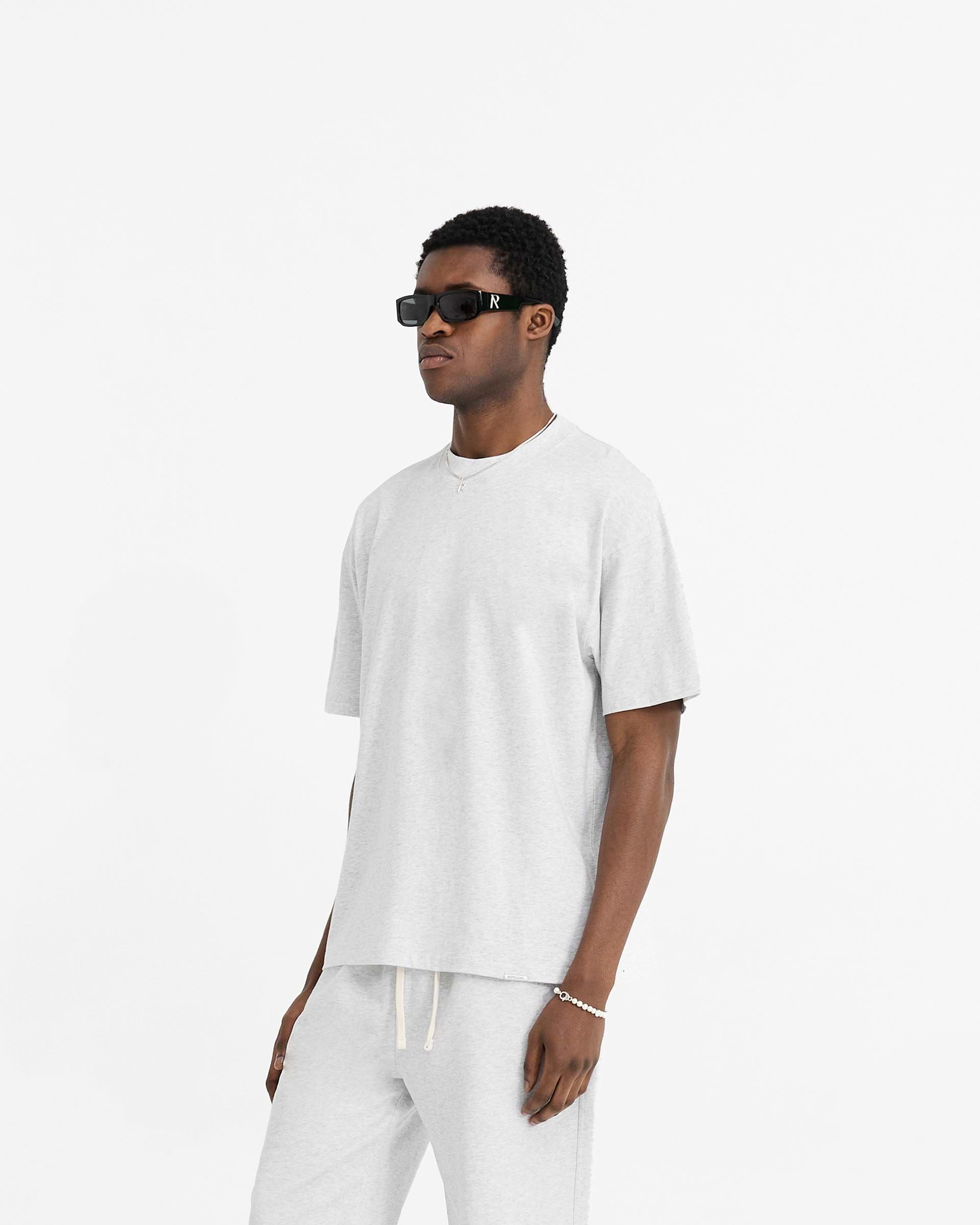 Initial Oversized T-Shirt - Eisgrau Meliert