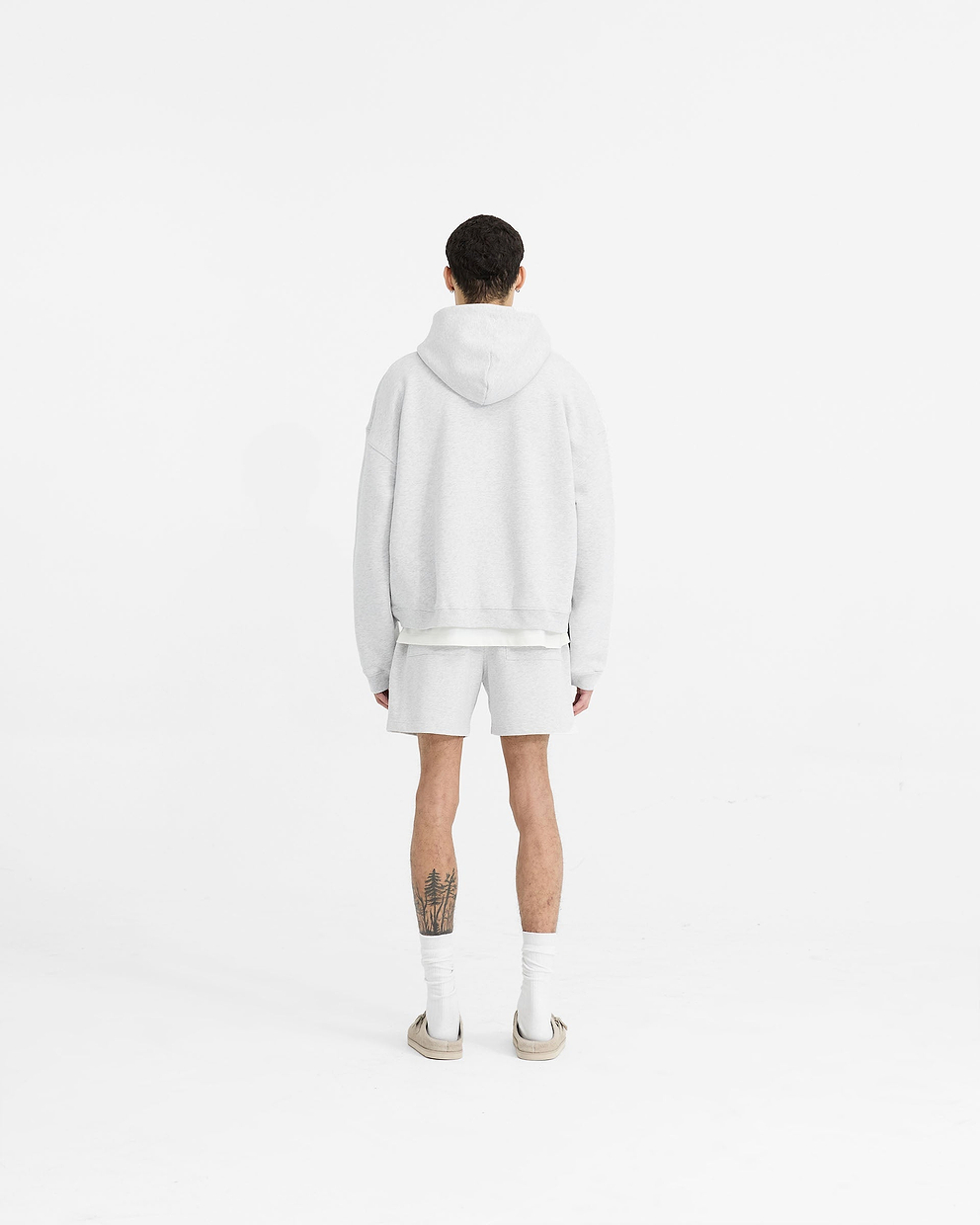 Initial Boxy Zip Through Hoodie - EISGRAU MELIERT