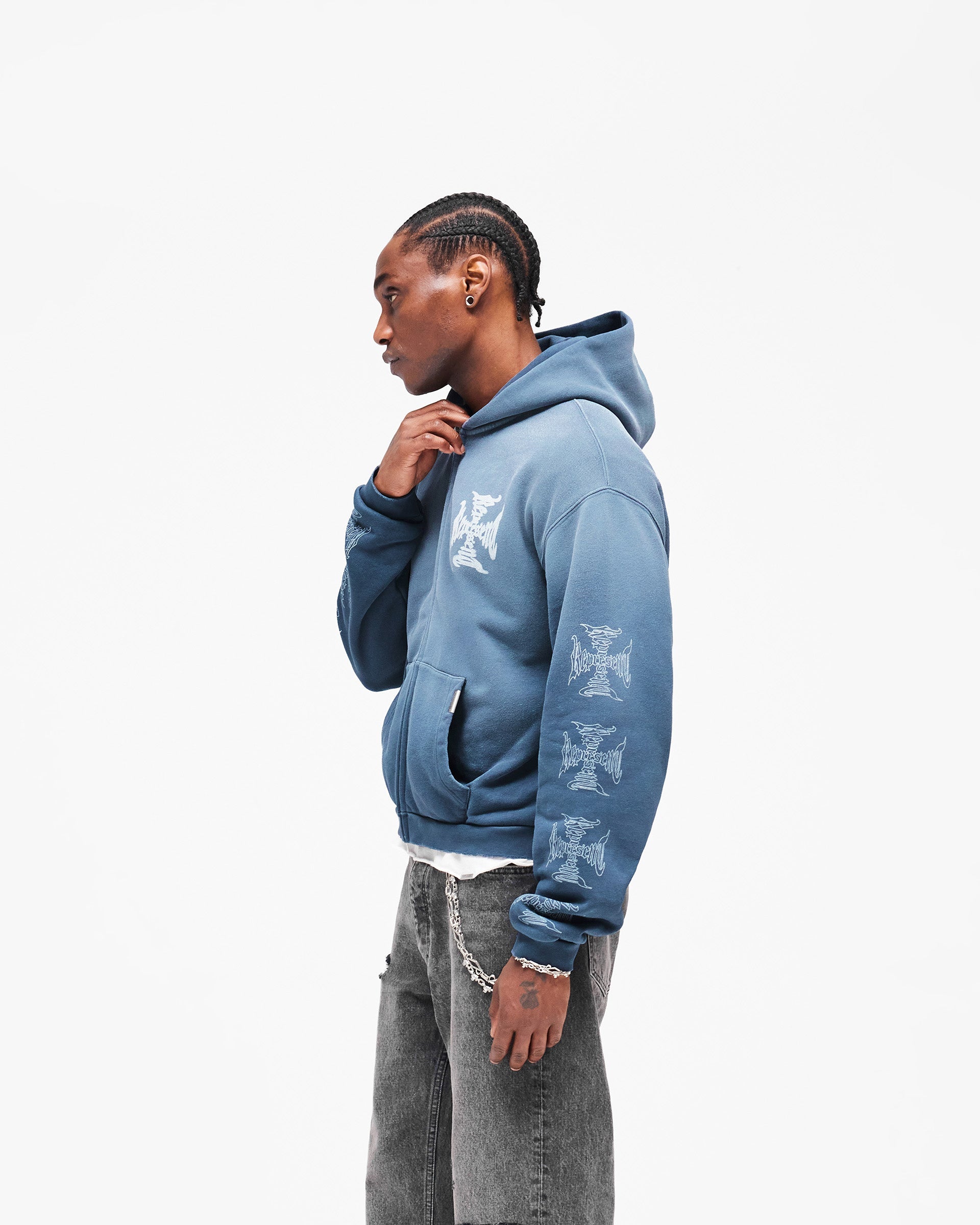 MH Shrunken Zip Hoodie - Vintage Navy