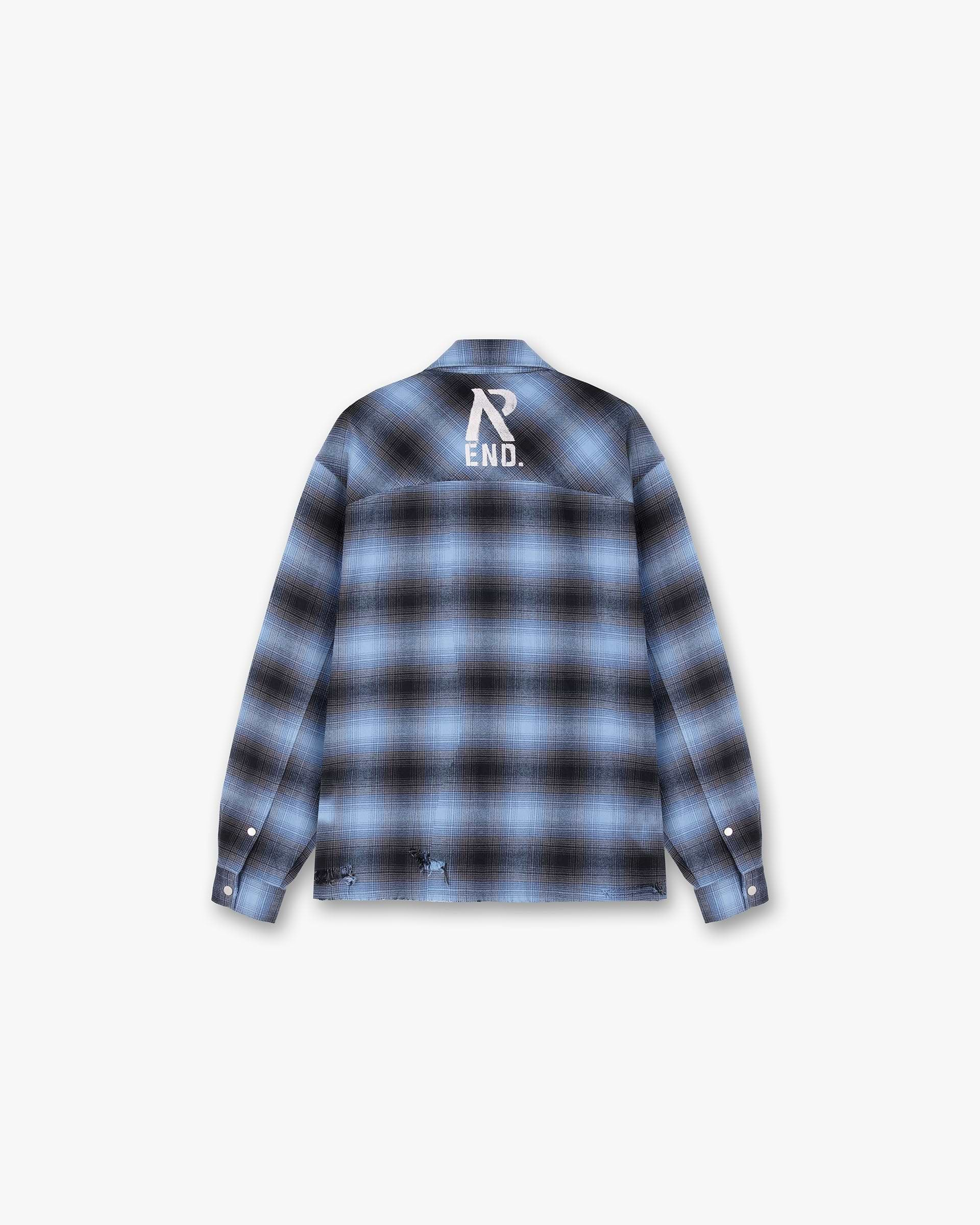 Represent X End Distressed Flannel Shirt - Bleu