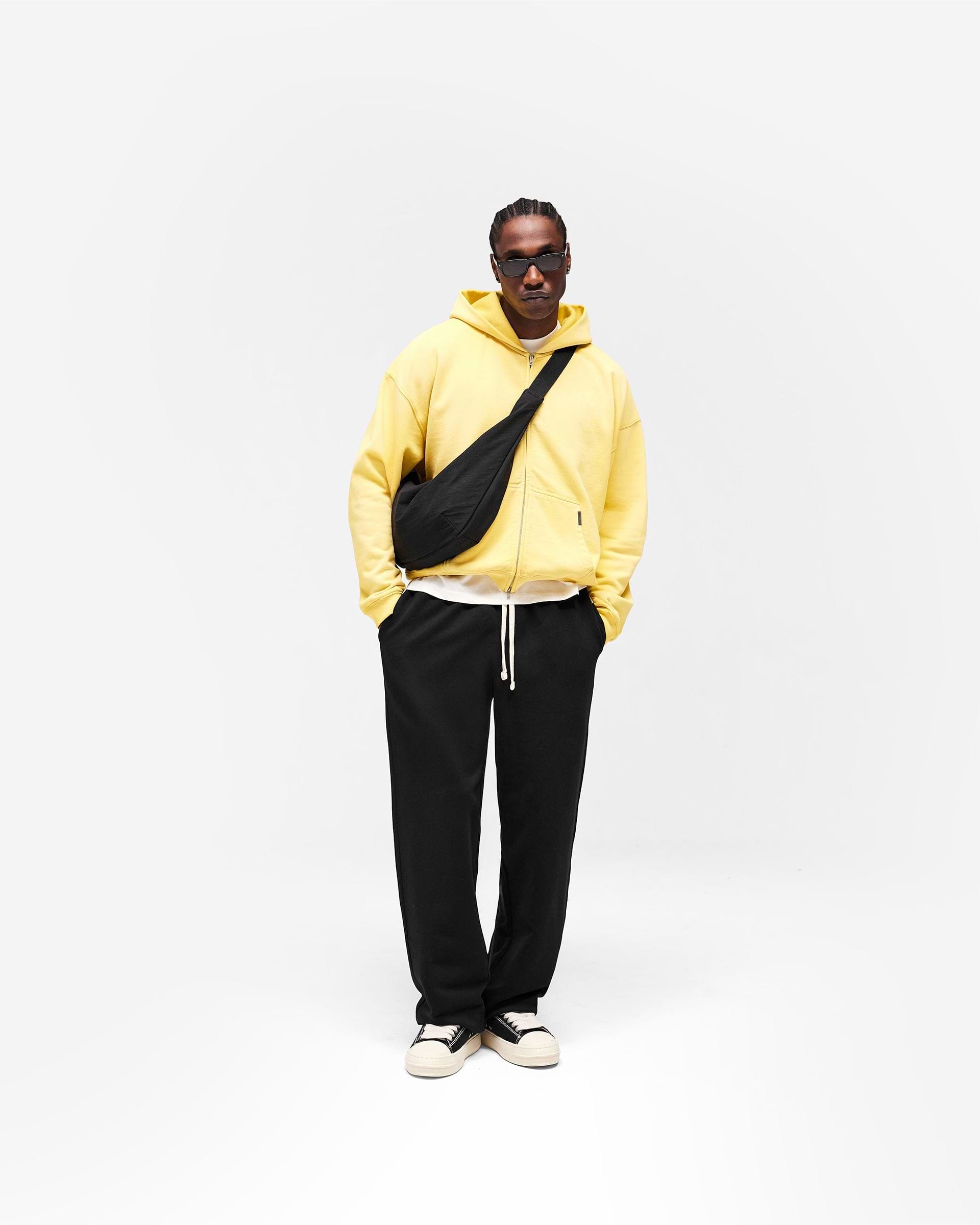 Initial Boxy Zip Through Hoodie - Canary Yellow