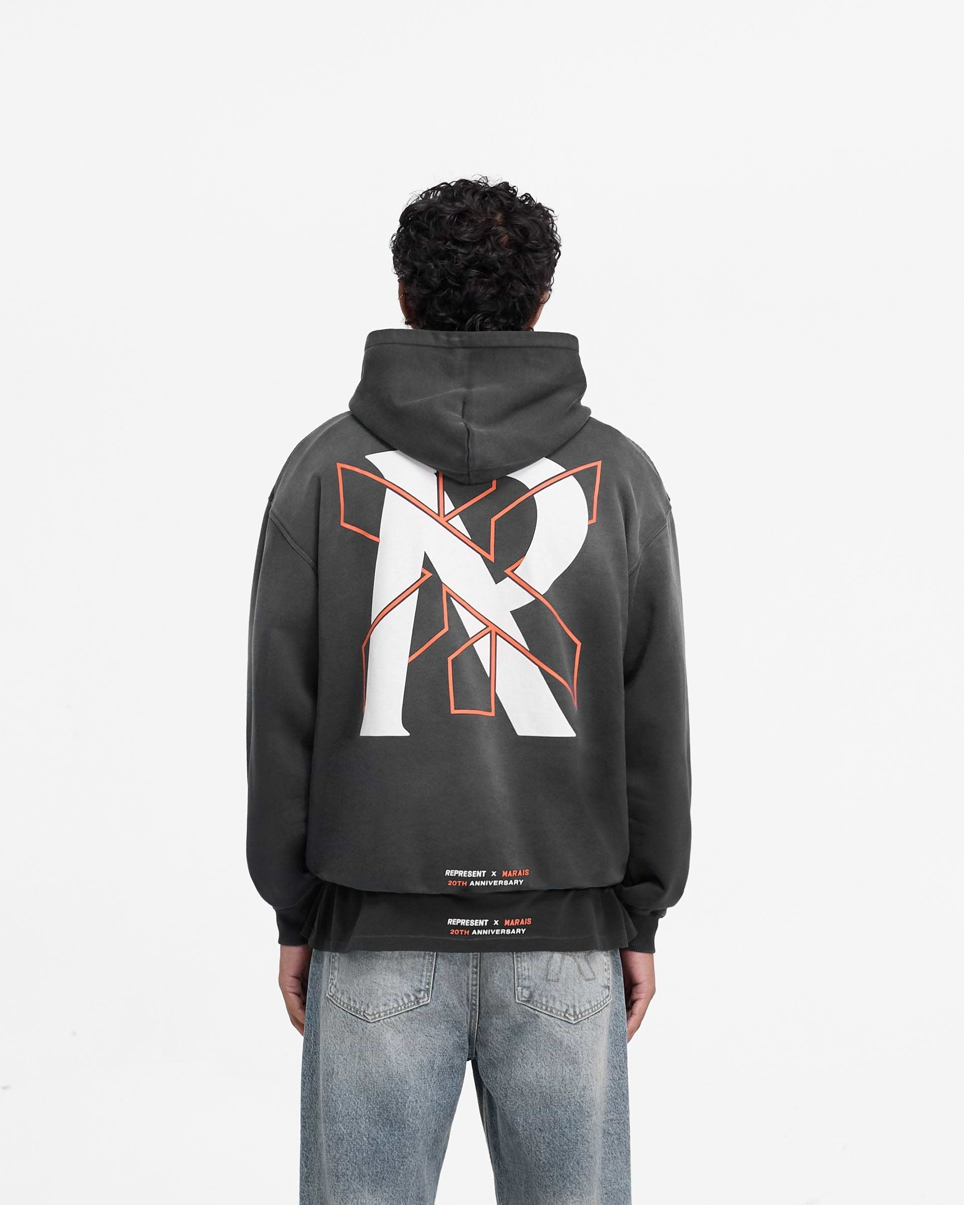 Represent X Marais Logo Lock Up Hoodie - Noir Vieilli