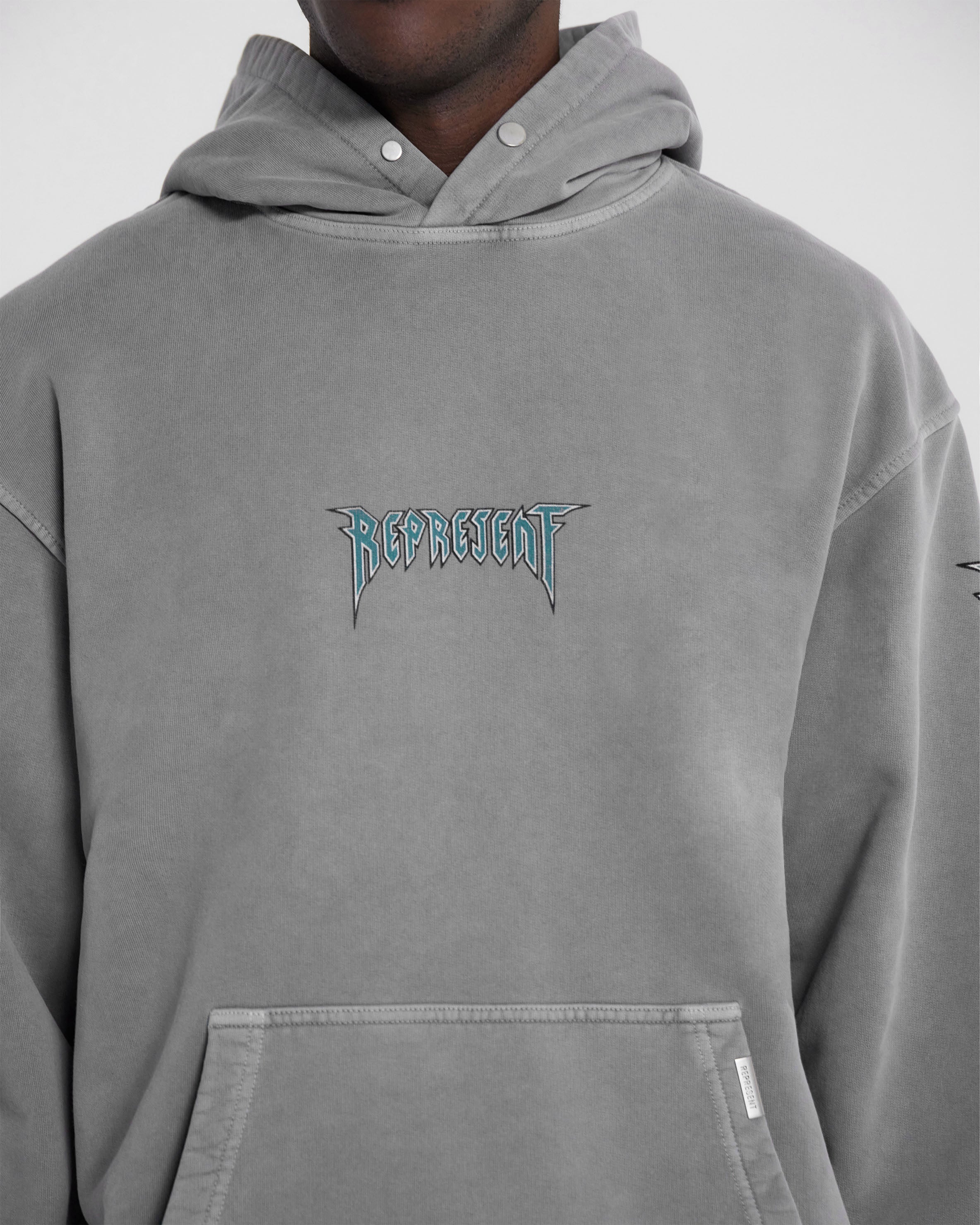 Grey hoodie shop with logo