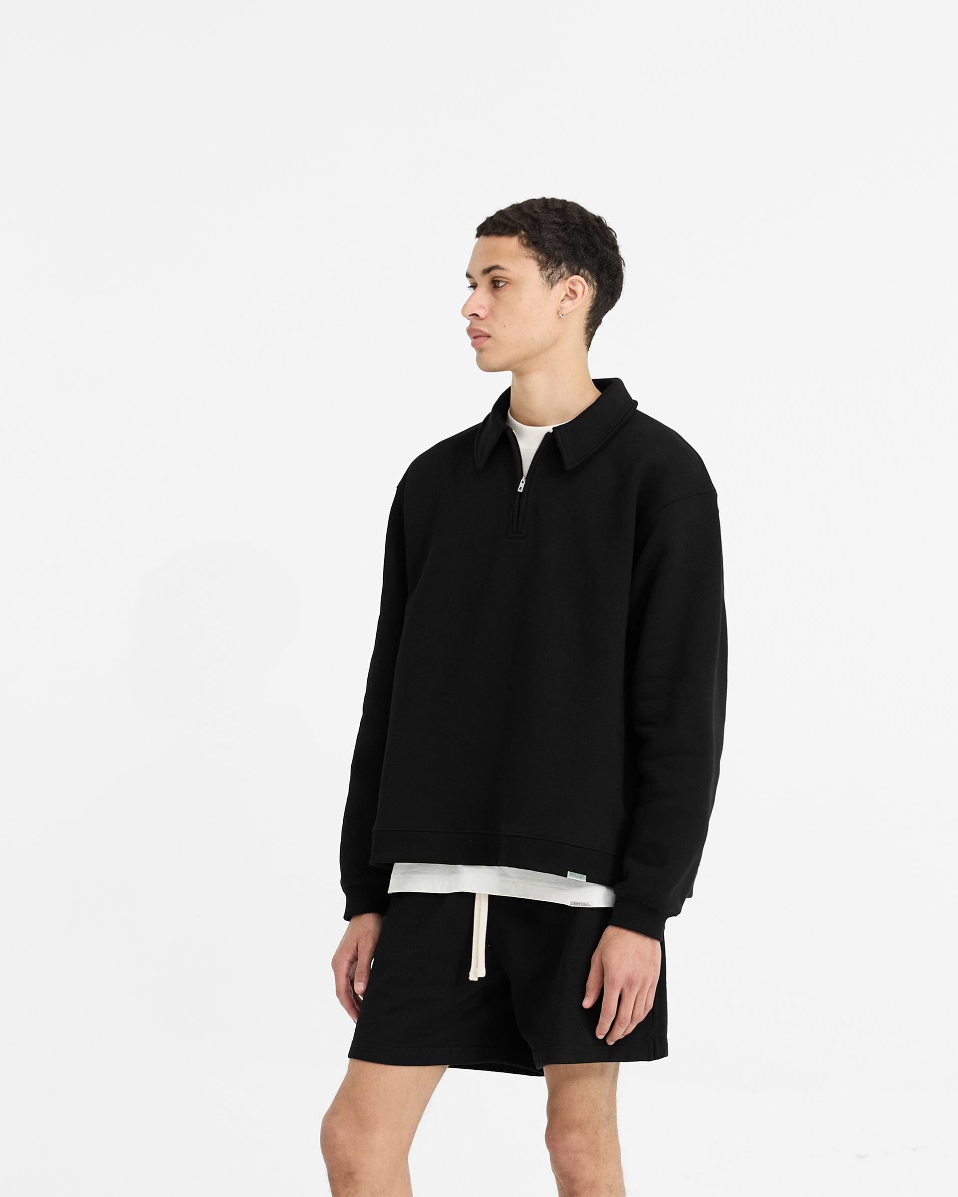 Initial Boxy Quarter Zip - Noir