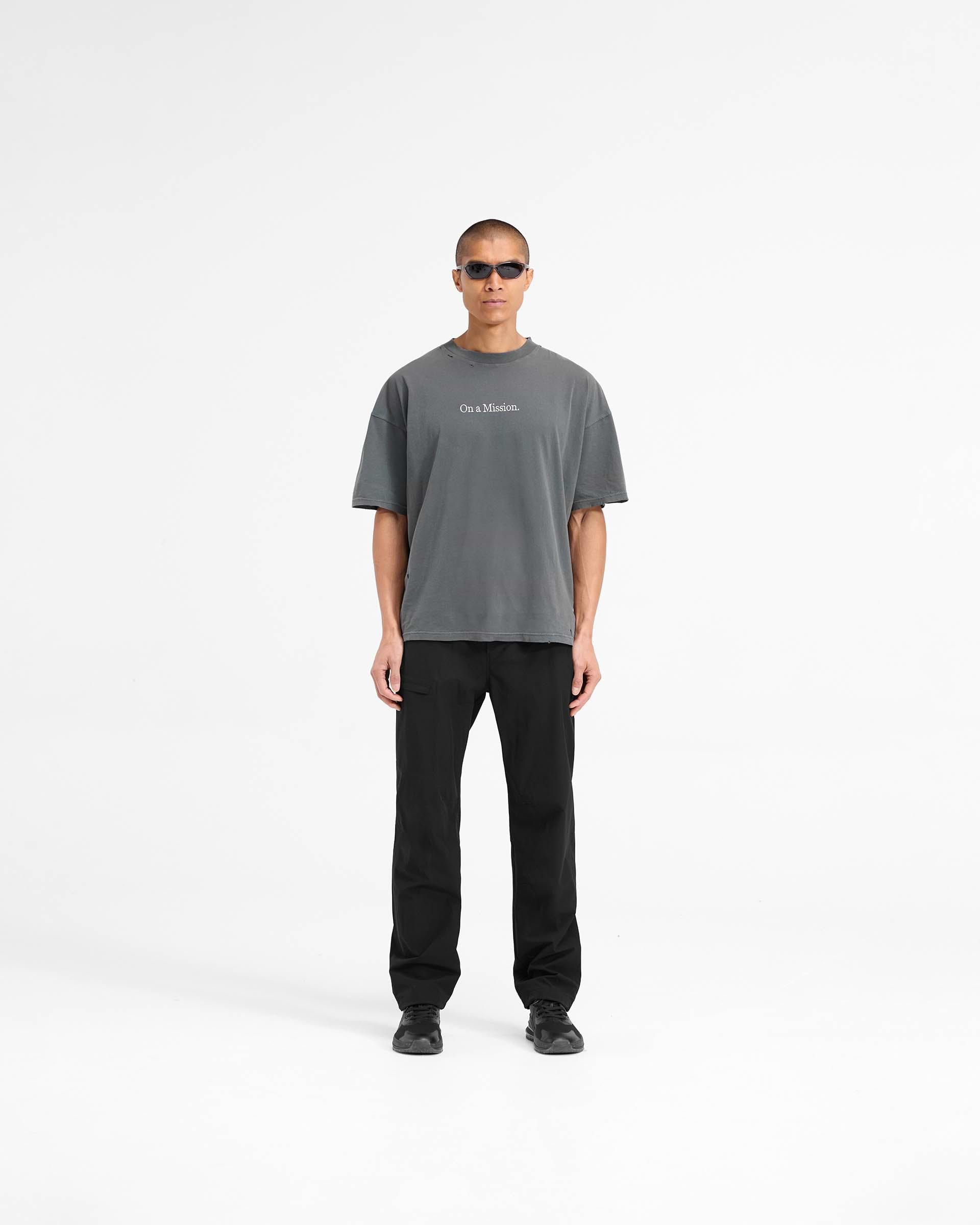 247 On A Mission Oversized T-Shirt | Aged Black | REPRESENT