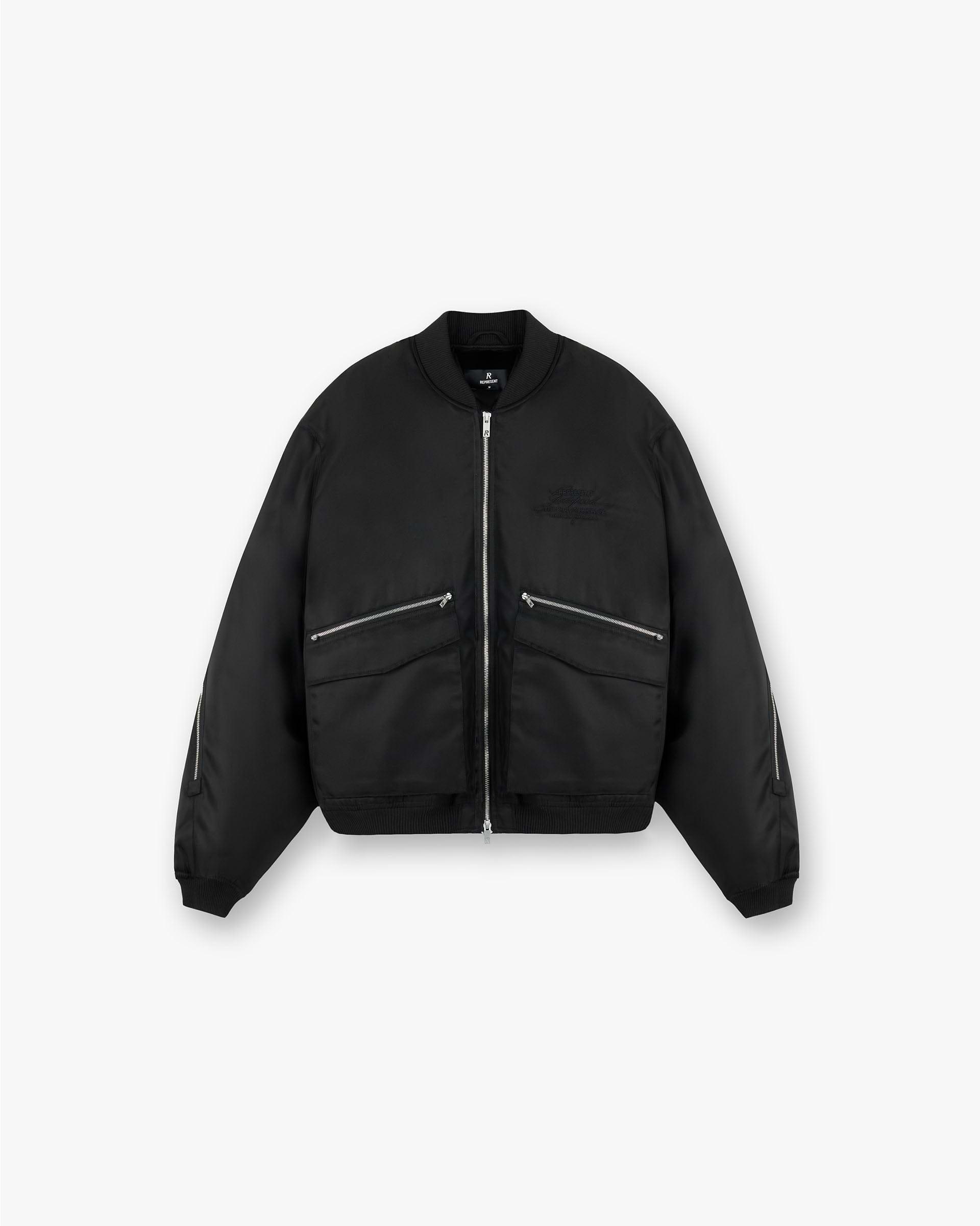 Zip Back Bomber Jacket - Noir Jet