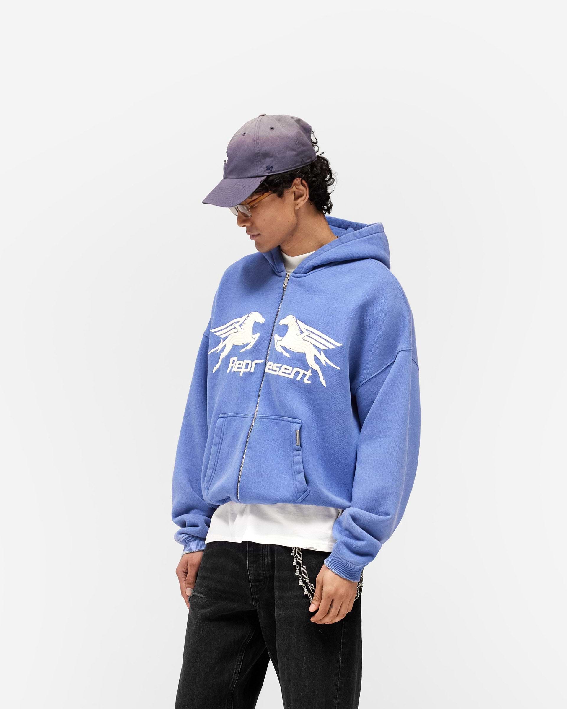Pegasus Zip Through Hoodie - Indigo