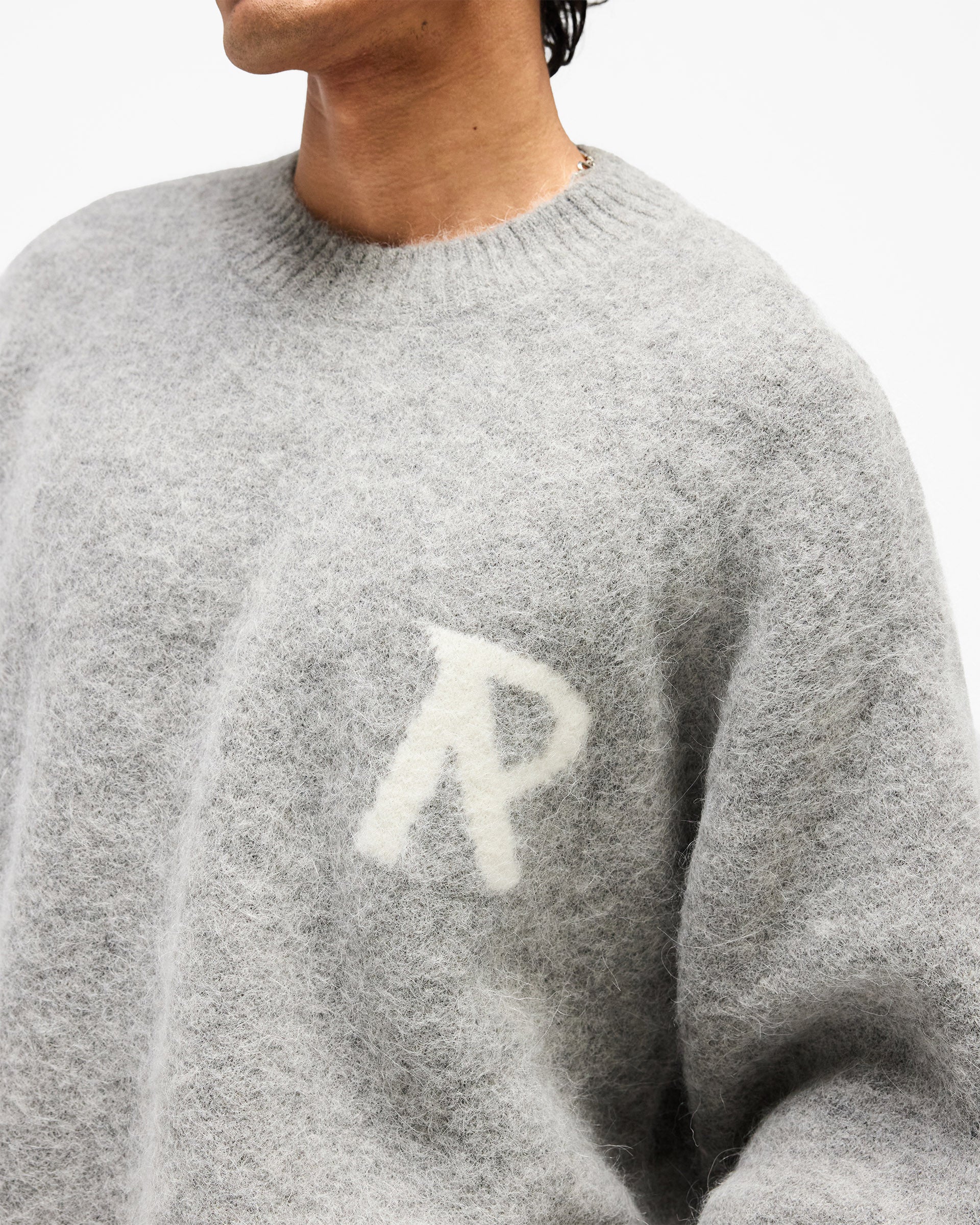 Logo Knit Sweater Grey | Mens Sweaters | REPRESENT