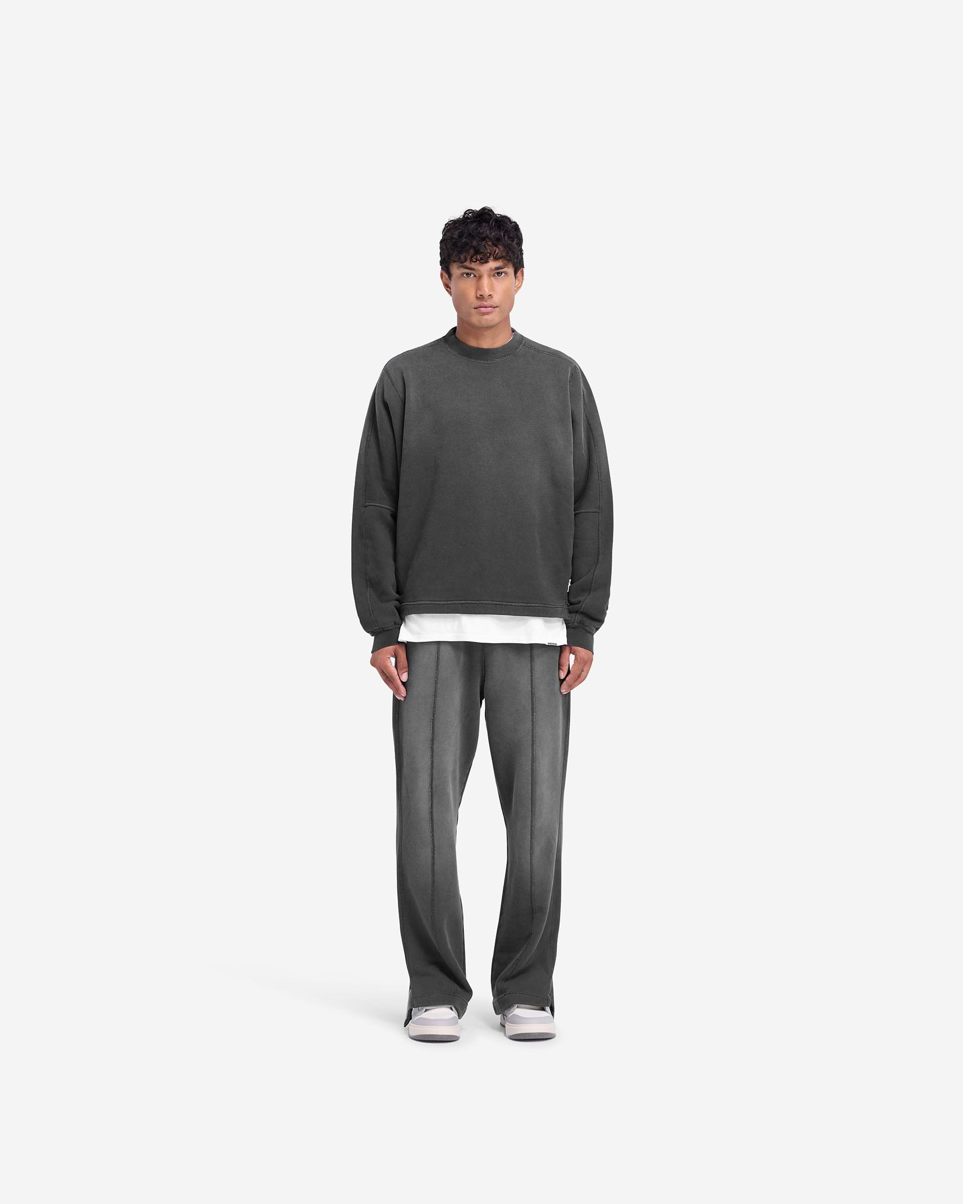 Stepped Hem Sweatpants - Noir Tâché