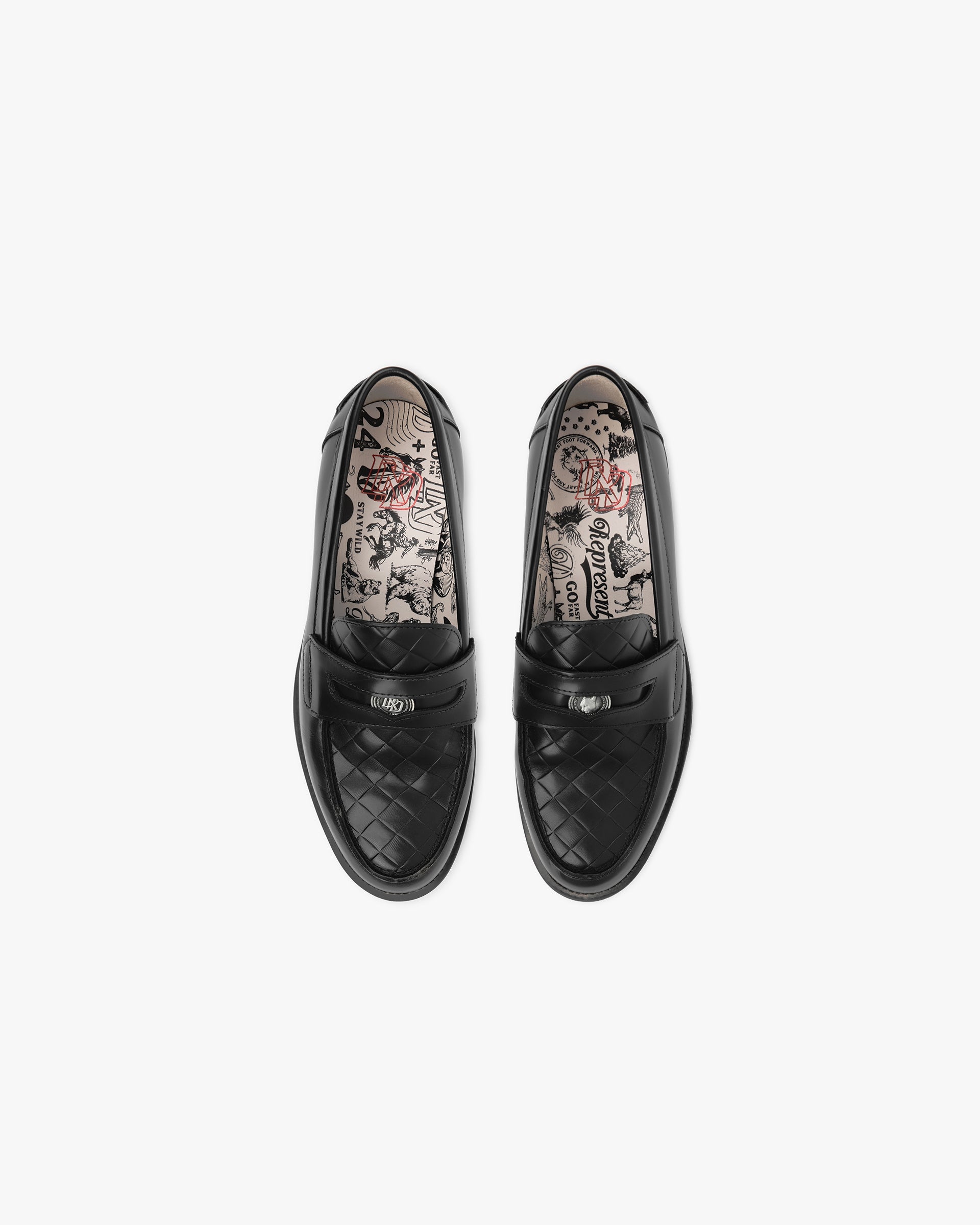 Mocassins en cuir tressé Represent X Duke + Dexter - Noir