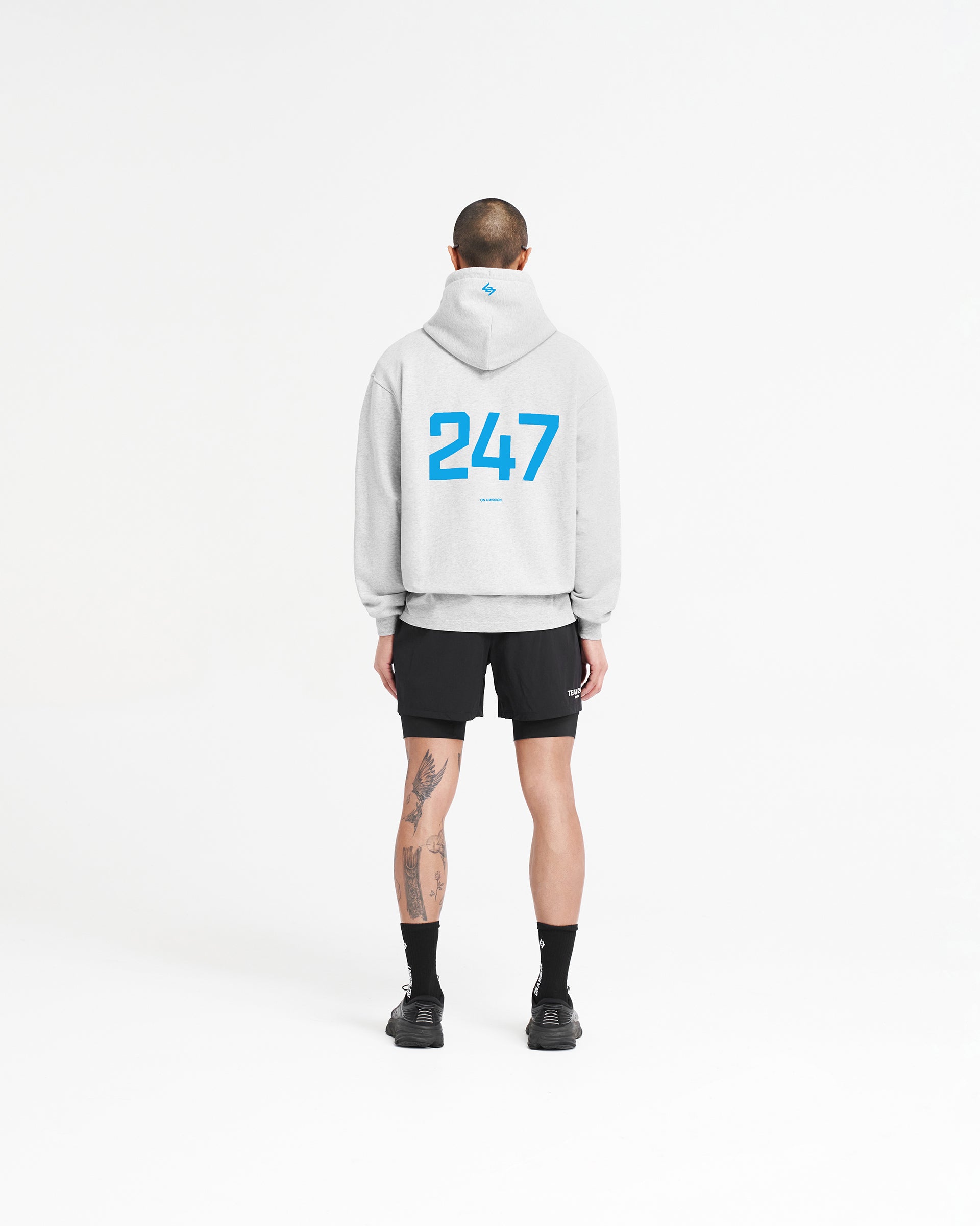 247 Oversized Hoodie - Aschgrau Elektroblau