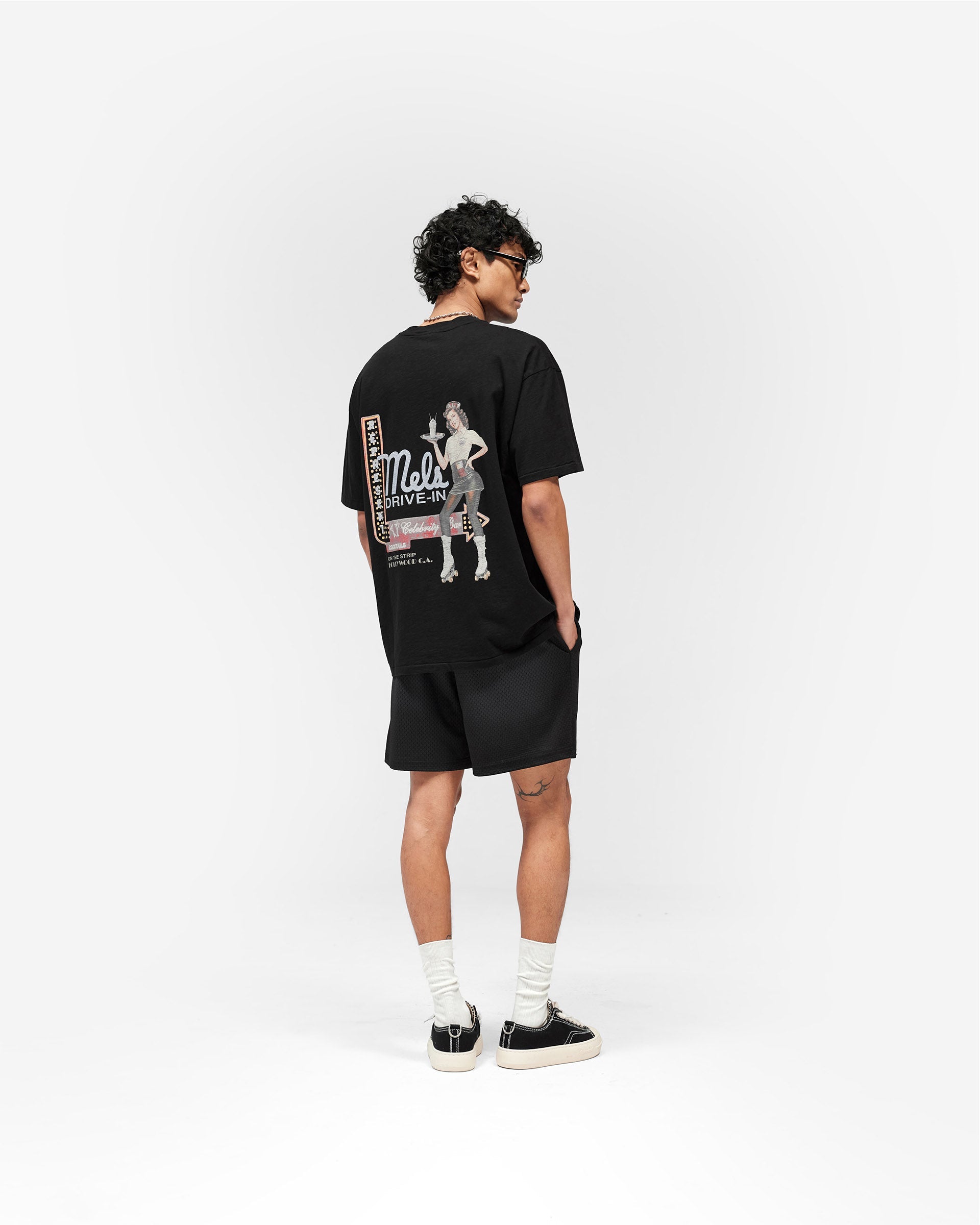 Washed Mesh Shorts - Black