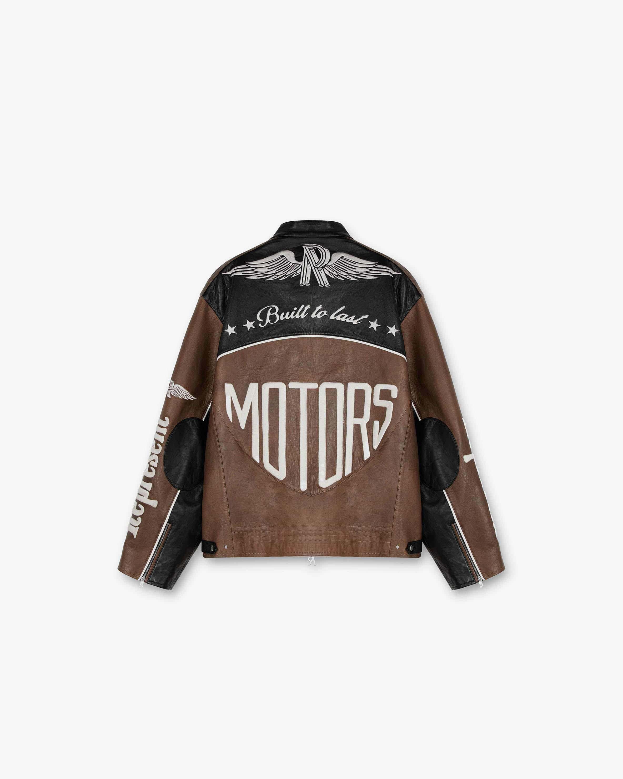 Leather Motor Jacket | Vintage Brown Black | REPRESENT CLO