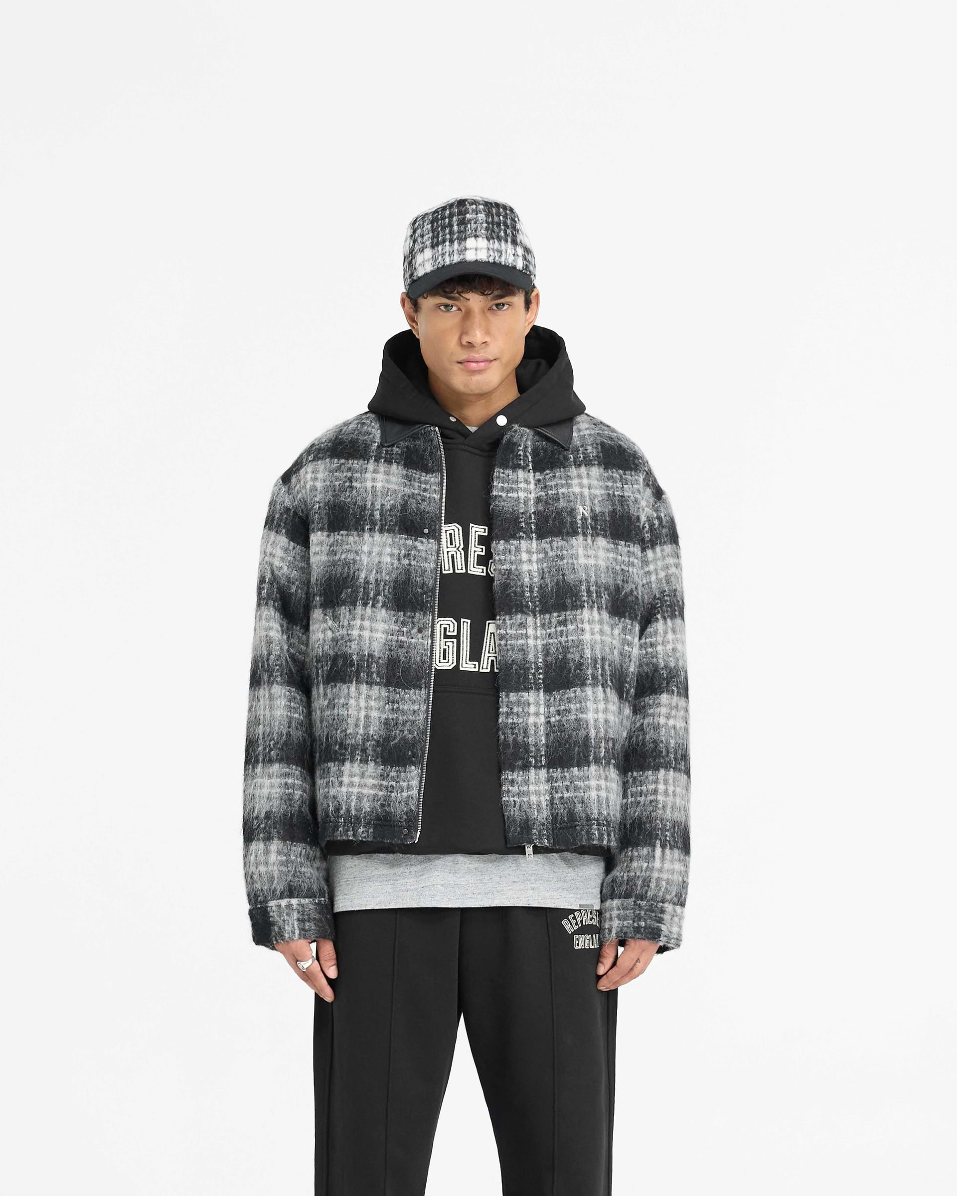 Flannel Check Overshirt - Jet Black