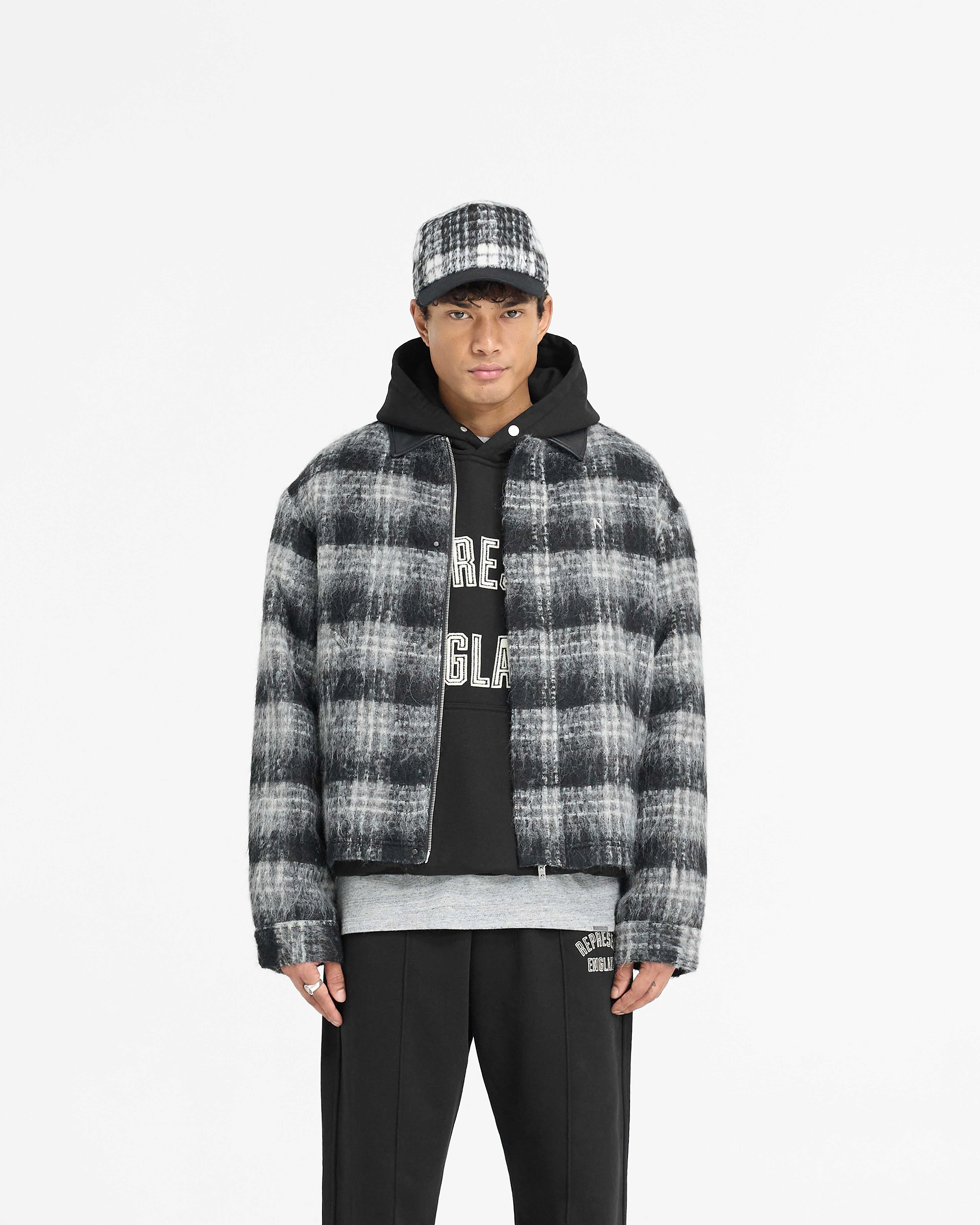 Flannel Check Overshirt - Jet Black