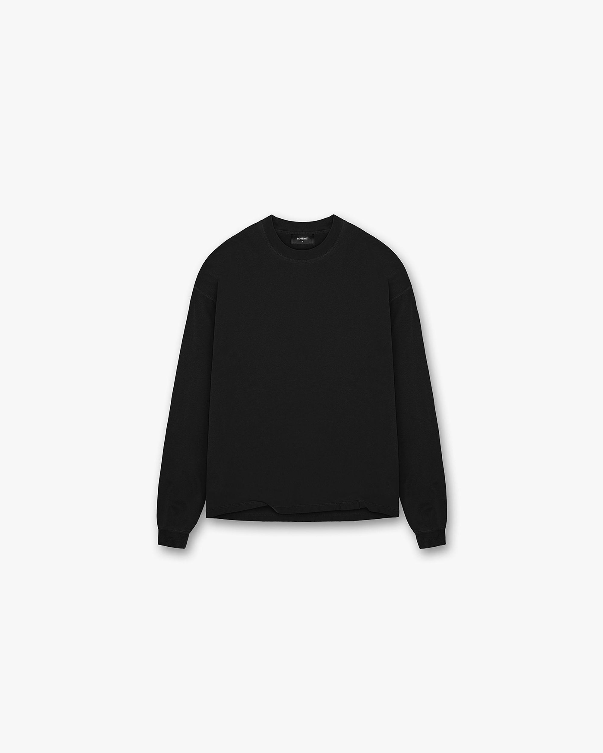 Initial Long Sleeve T-Shirt | Jet Black T-Shirts Initial | Represent Clo