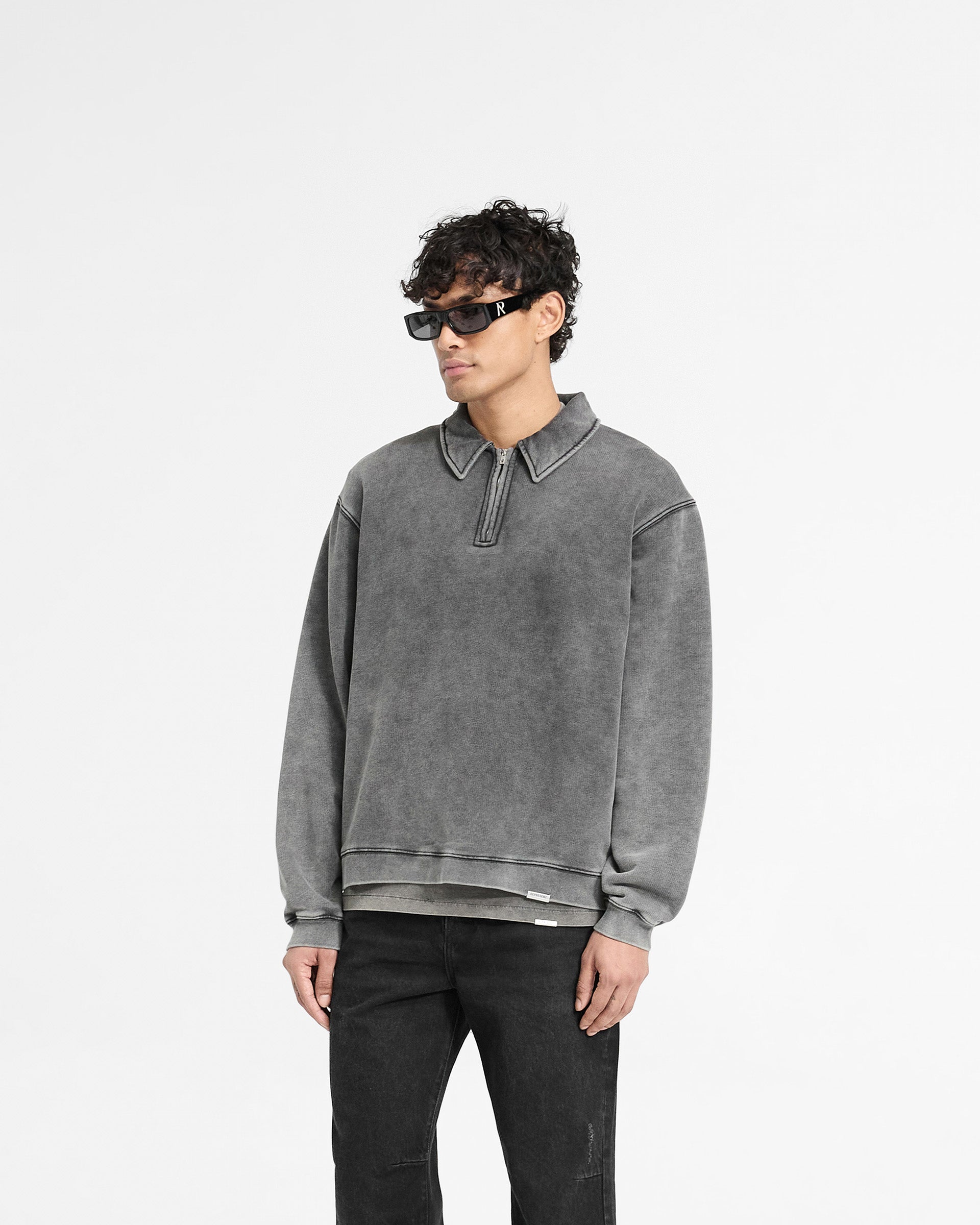 Initial Boxy Quarter Zip - Vintage Grey