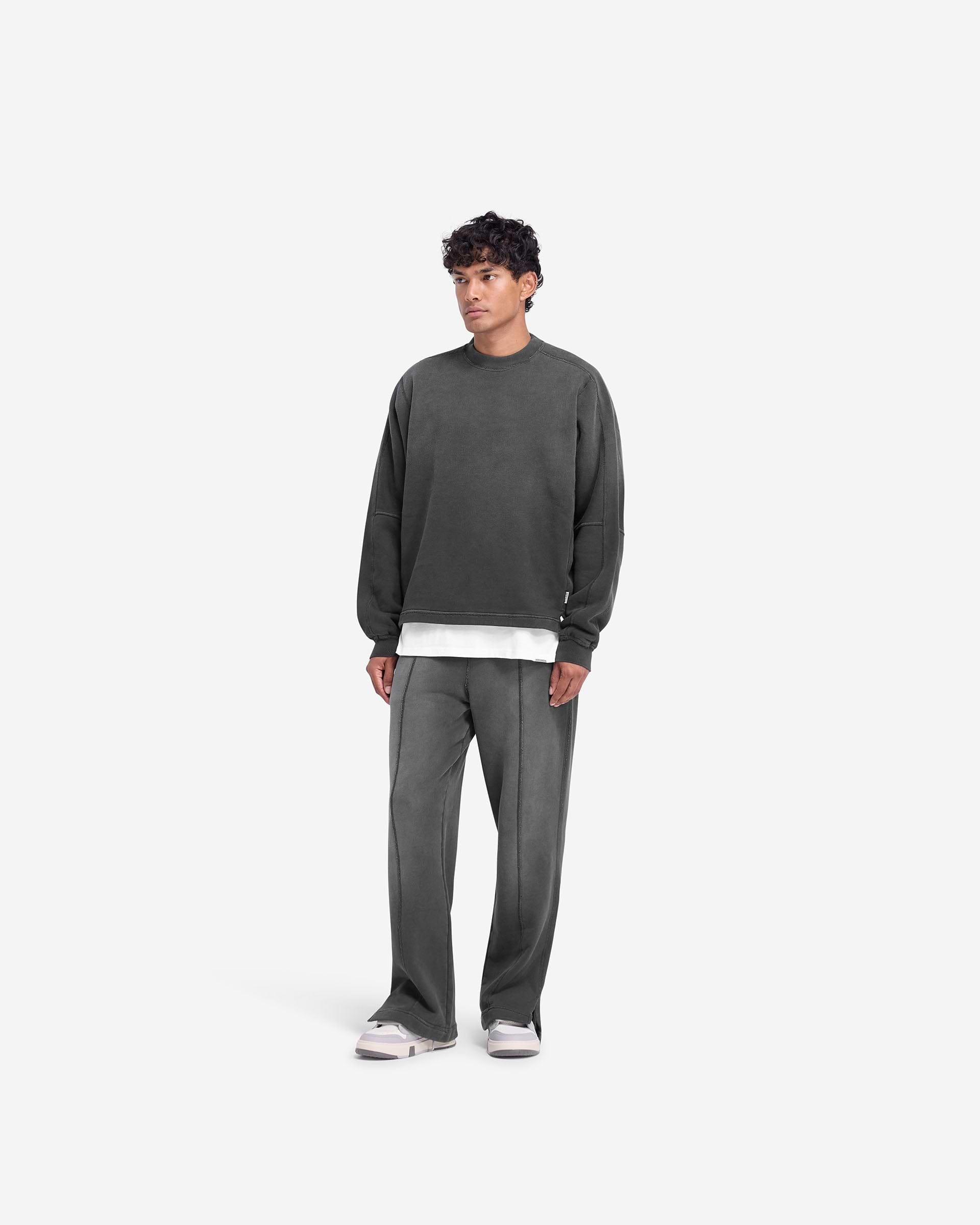 Stepped Hem Sweatshirt - Noir Taché