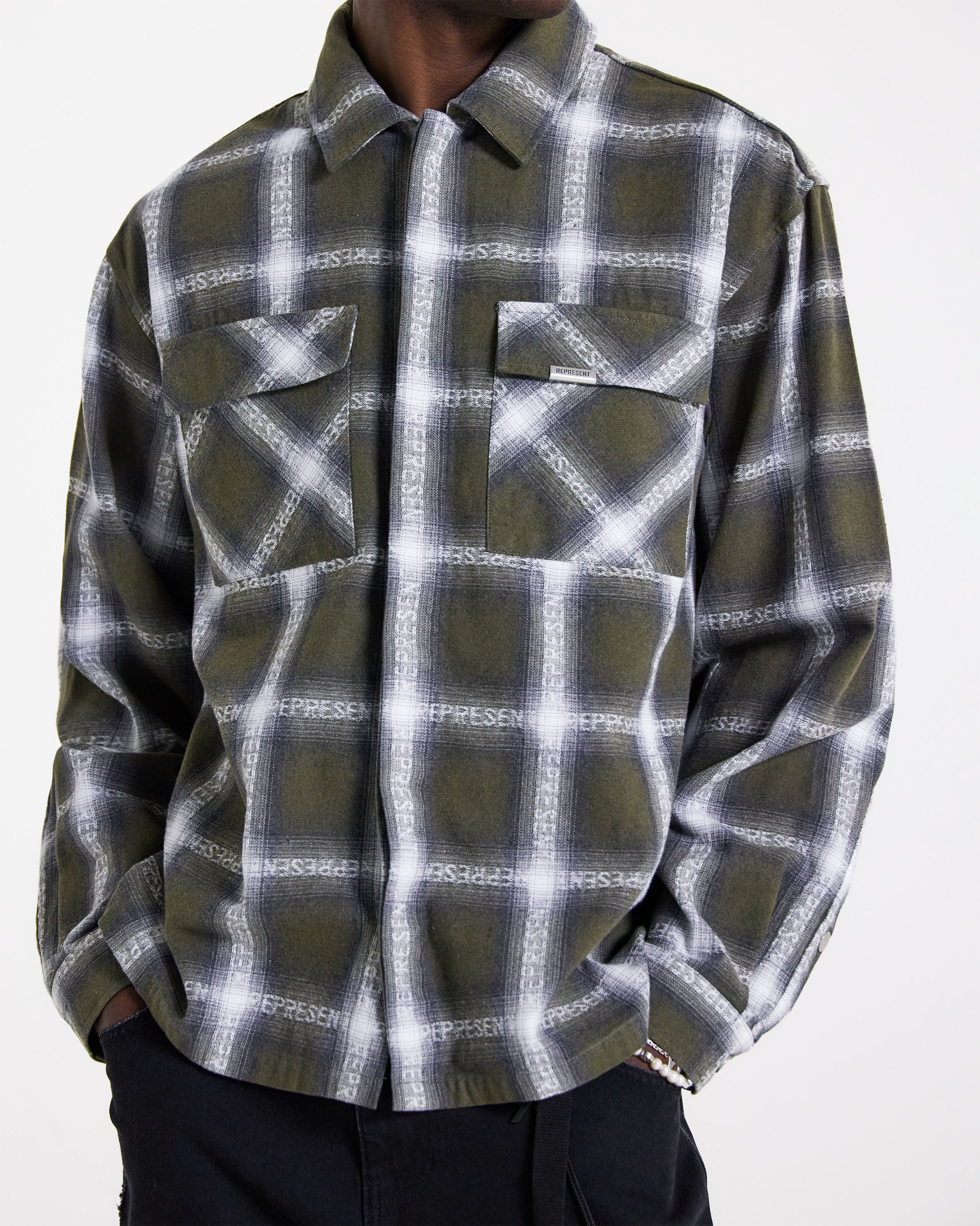 Logo Flannel Shirt - Olivgrün