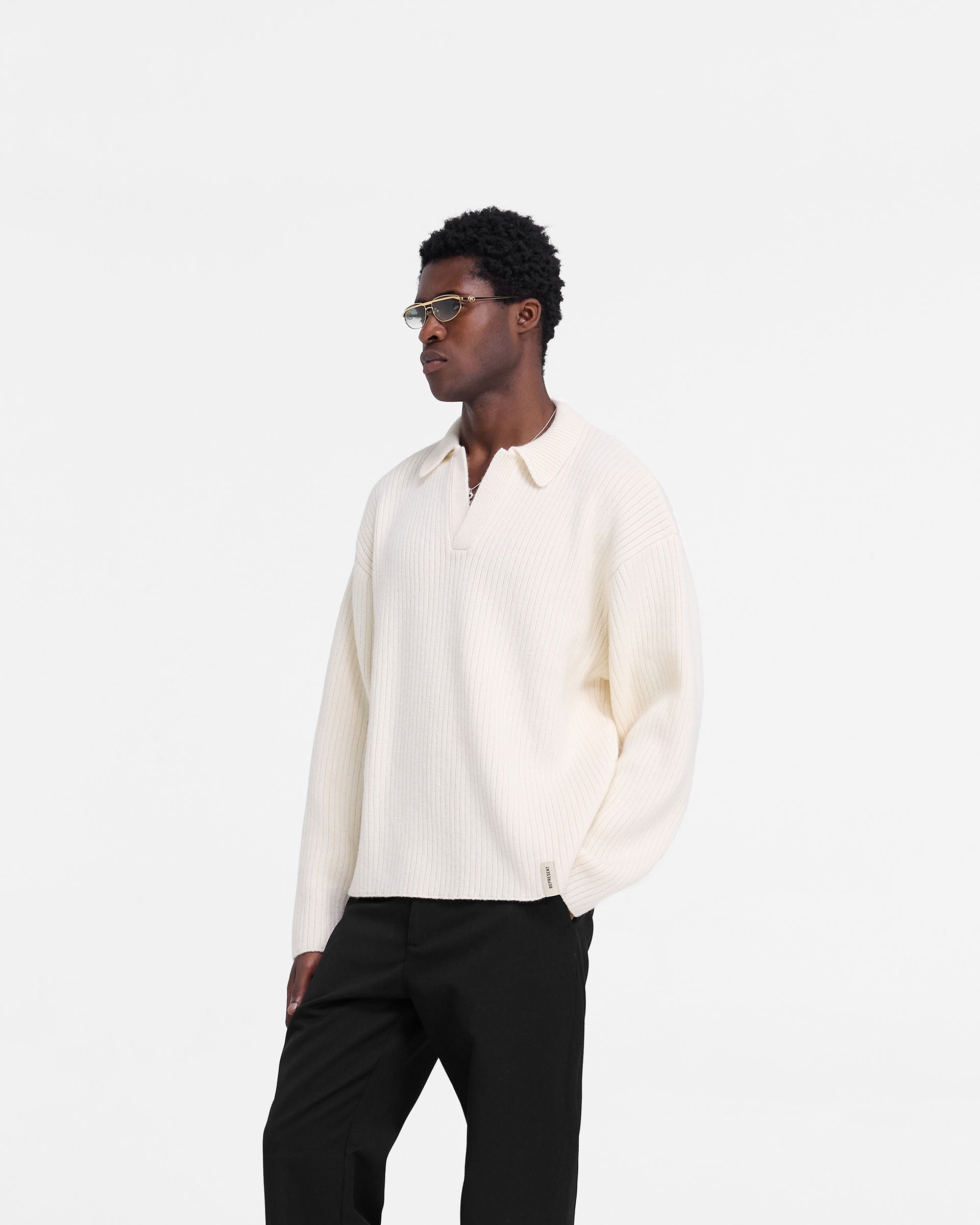 Ribbed Knit Polo - Hafer