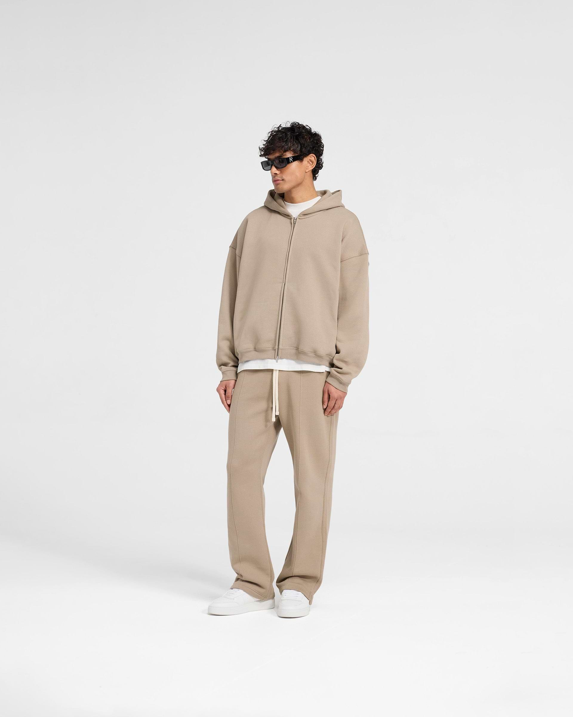 Initial Boxy Zip Through Hoodie - Dune