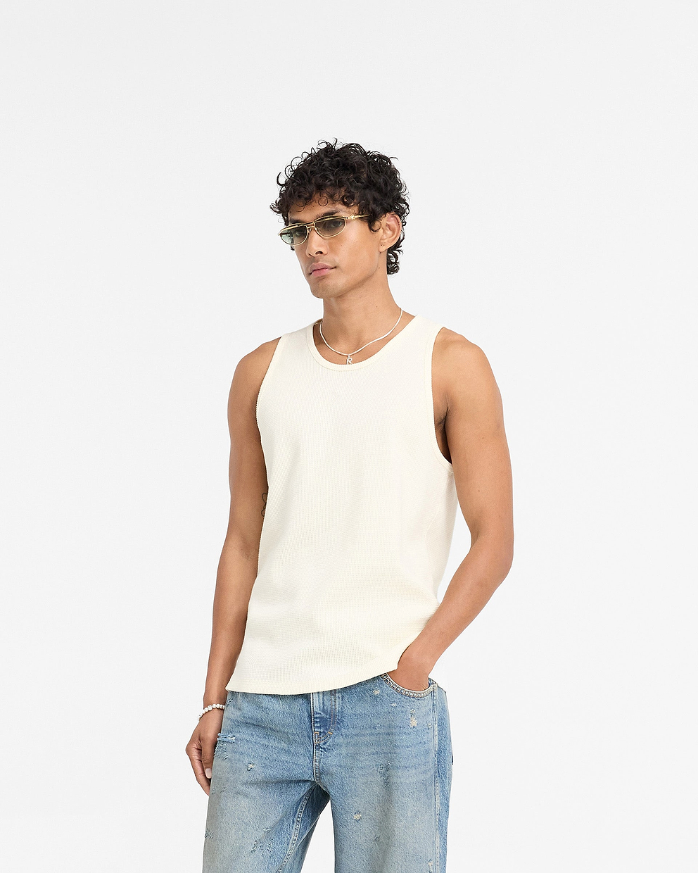 D+D Ribbed Vest - ECRU