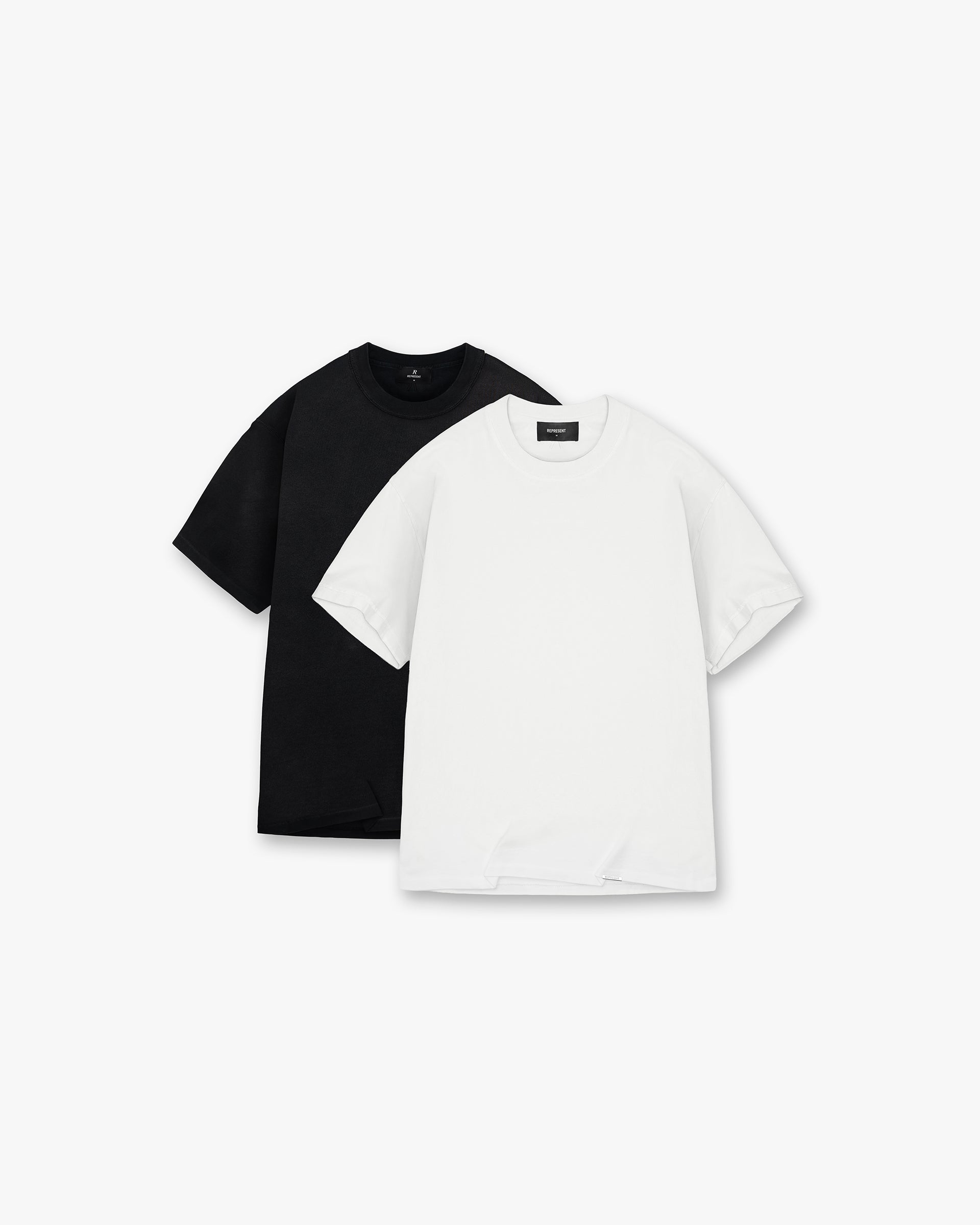 2 x Initial T-Shirt - Flat White & Black