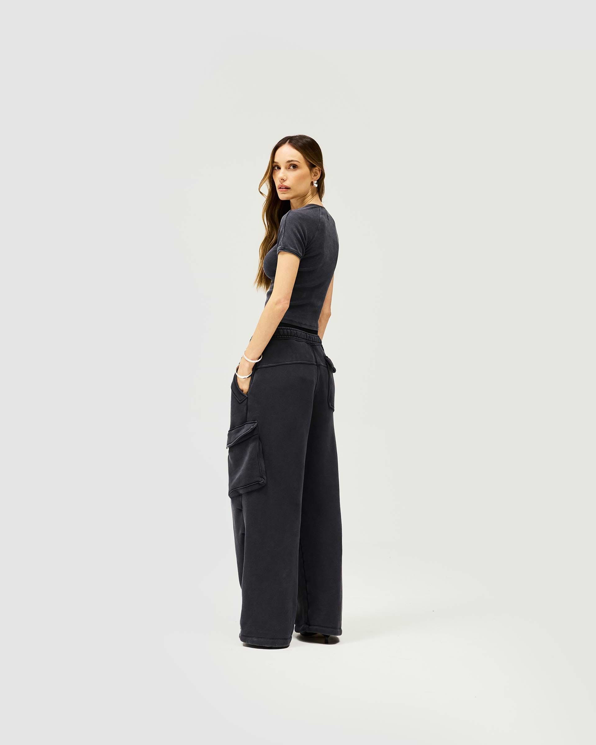 Initial Rib Baby T-Shirt - Noir teinté