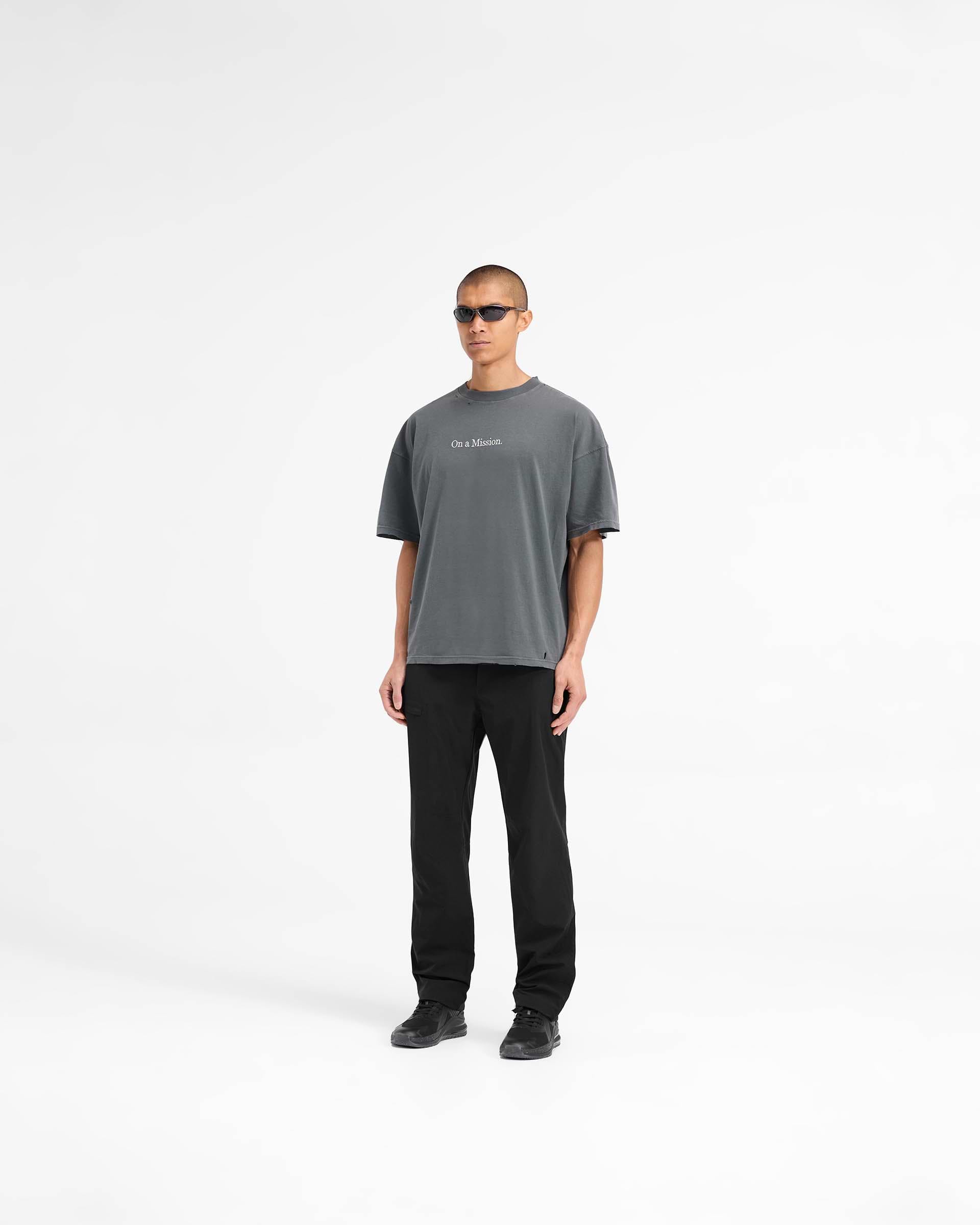 247 On A Mission Oversized T-Shirt | Aged Black | REPRESENT