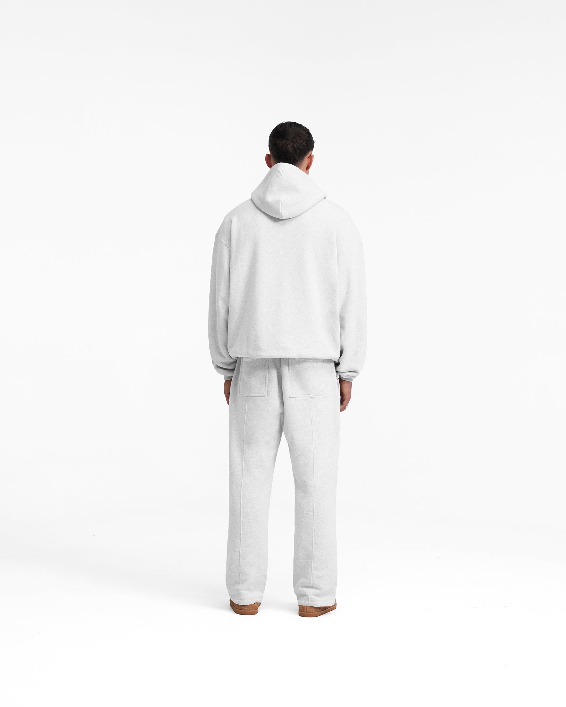Heavyweight Initial Hoodie - Ice Grey Marl