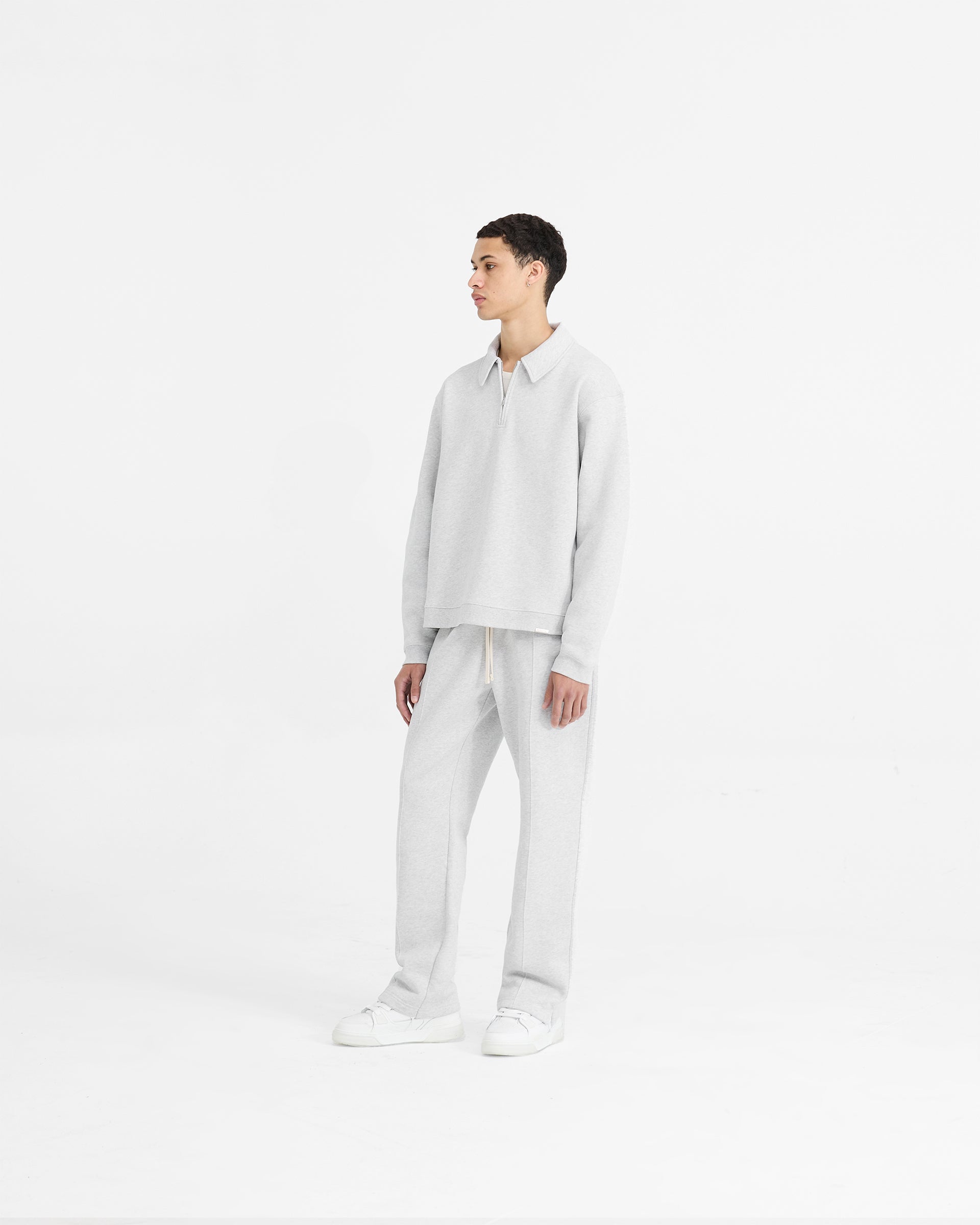 Initial Boxy Quarter Zip - Gris Glace Chiné