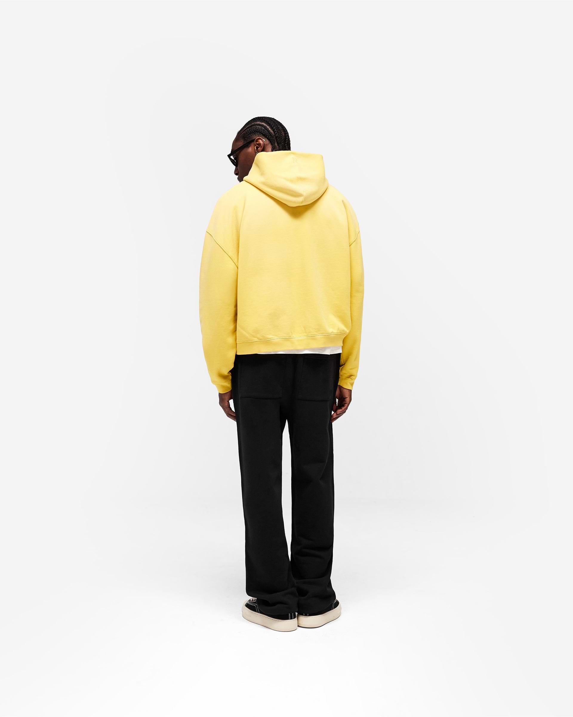 Initial Boxy Zip Through Hoodie - Canary Yellow
